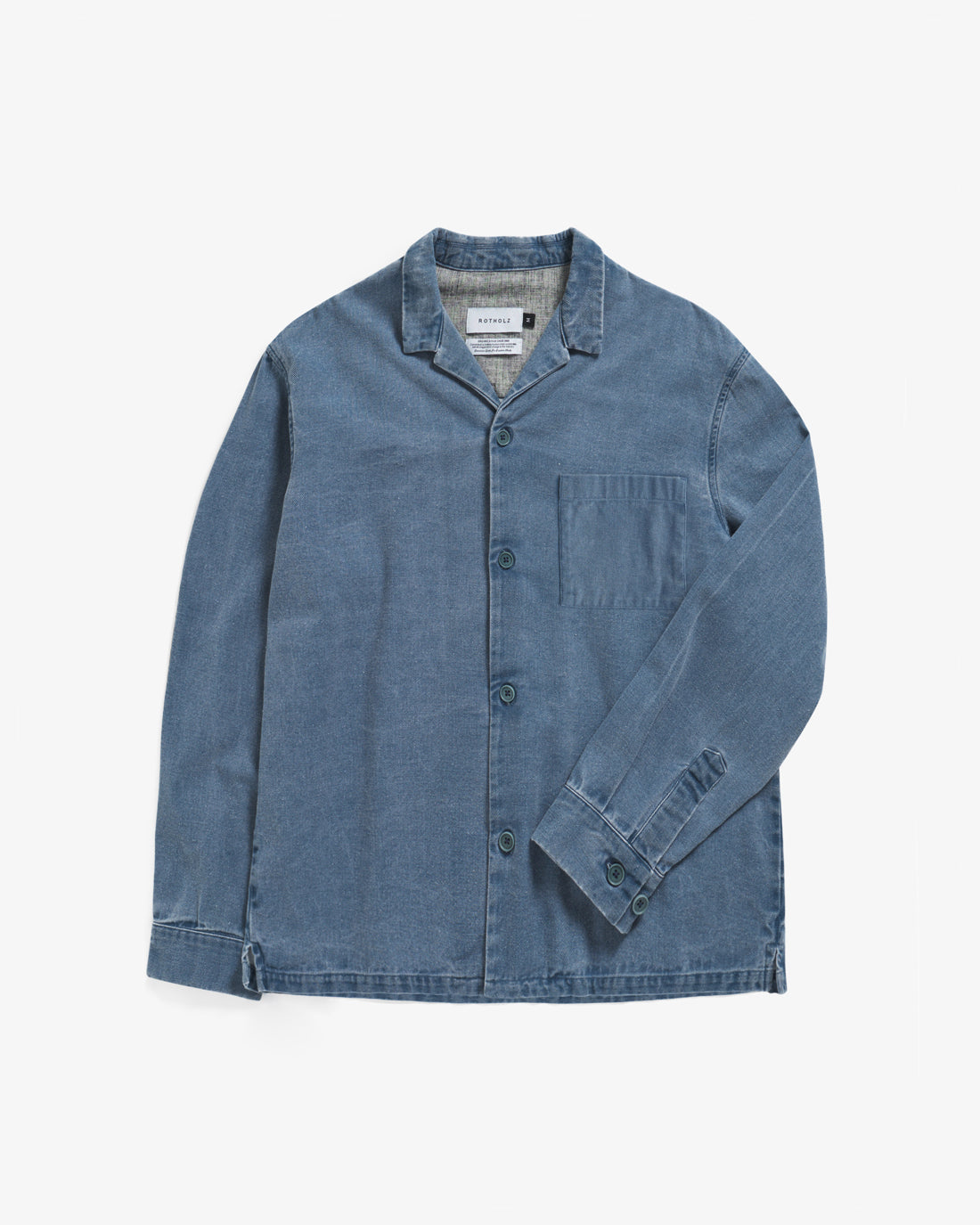 Blaues Hemd aus 100% Recycletem Denim von Rotholz