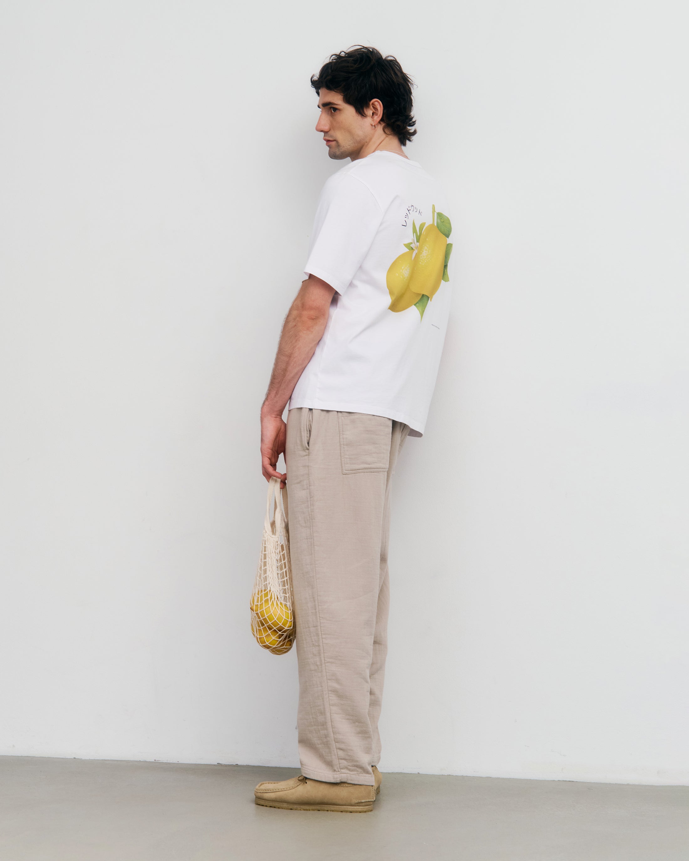 Weisses T-Shirt Lemon Print aus Bio-Baumwolle von Rotholz