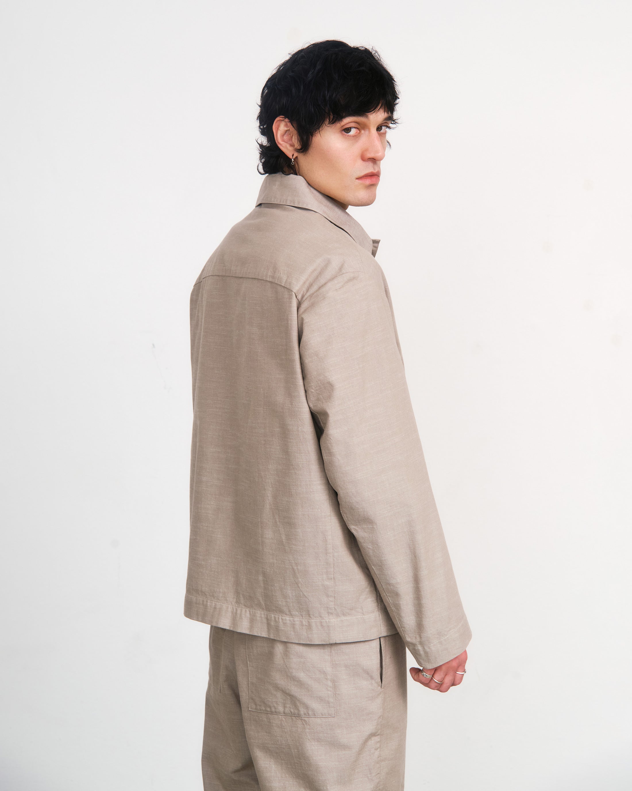 Beige Organic Cotton Workwear Jacket by Rotholz