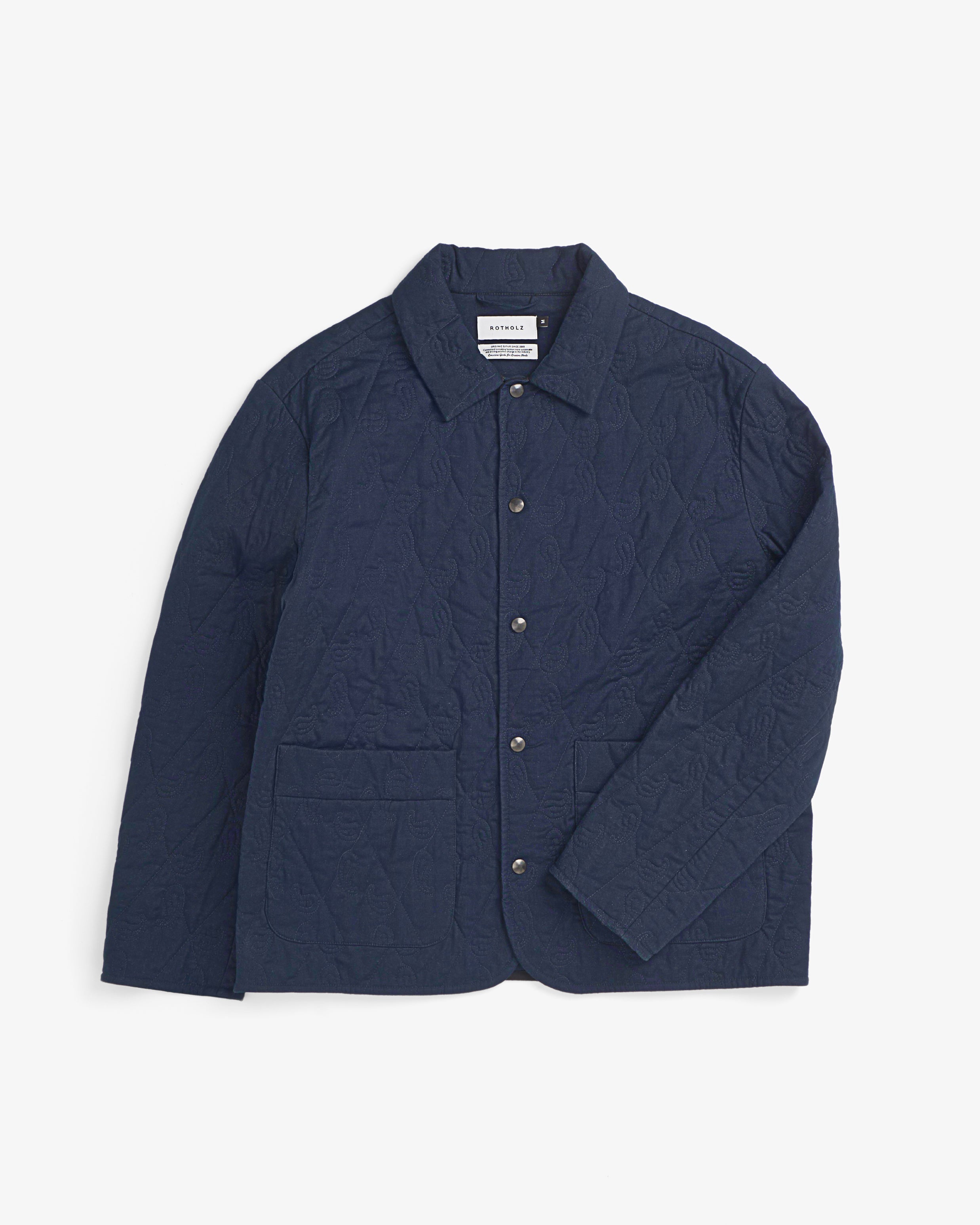 Dunkelblaue Steppjacke aus 100% Bio-Baumwolle von Rotholz