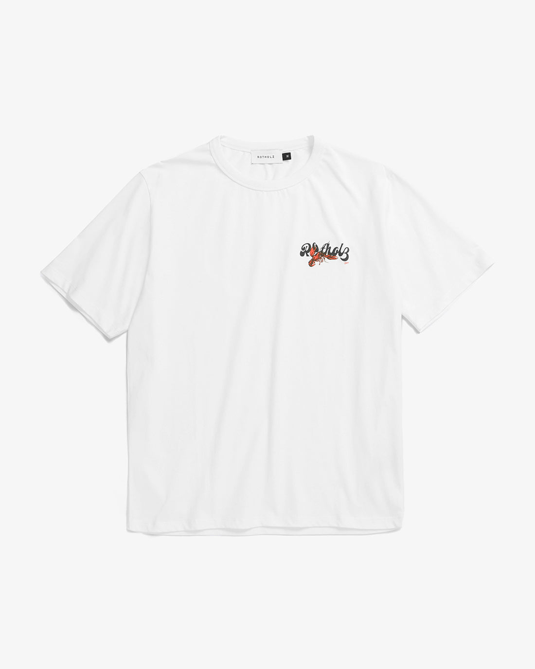 Weisses Lobster Logo T-Shirt aus 100% Bio-Baumwolle von Rotholz