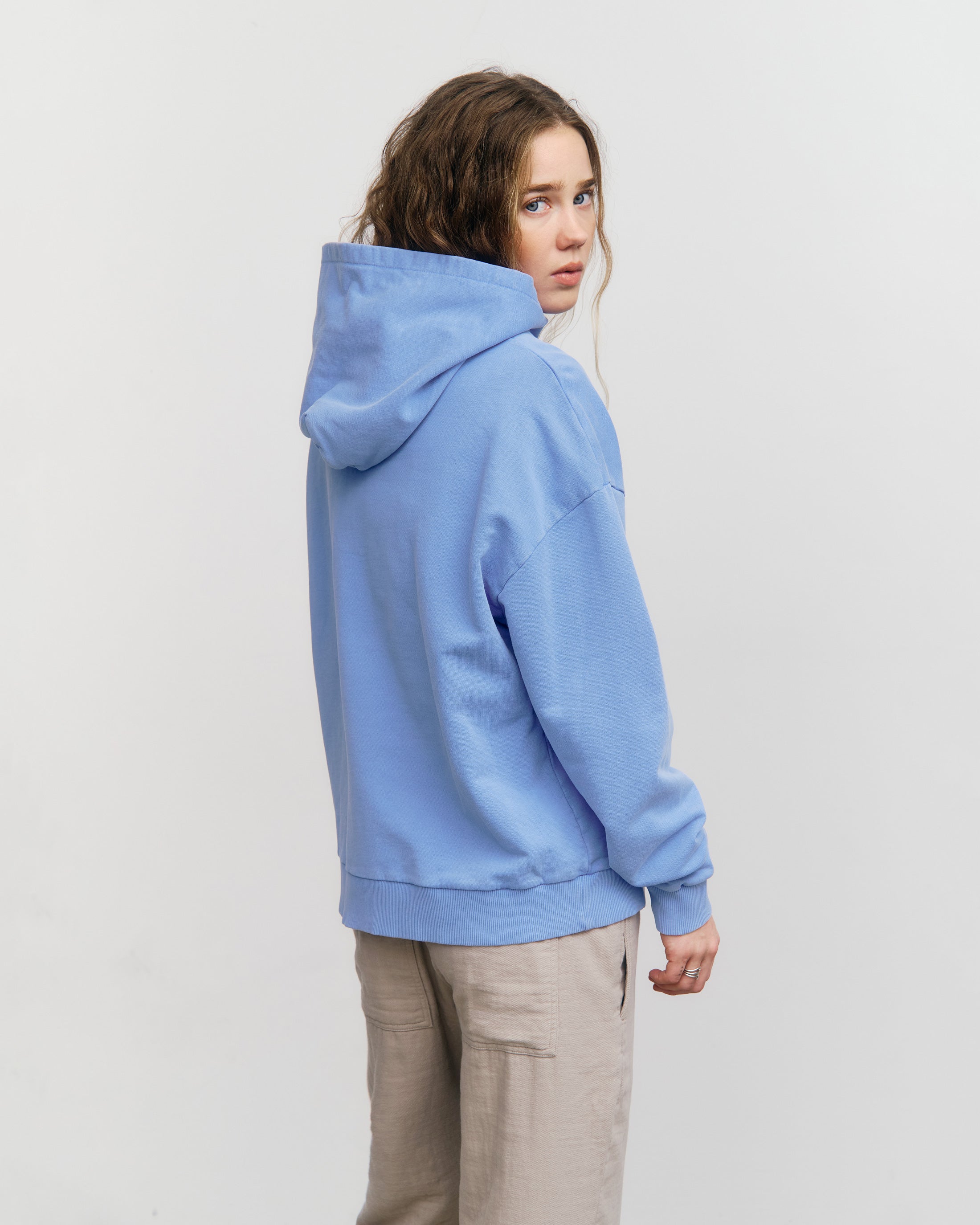 Sweat à capuche bleu ciel en coton biologique Rotholz