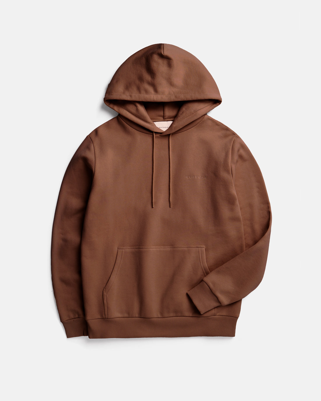 Dark brown logo hoodie made of organic cotton by Rotholz