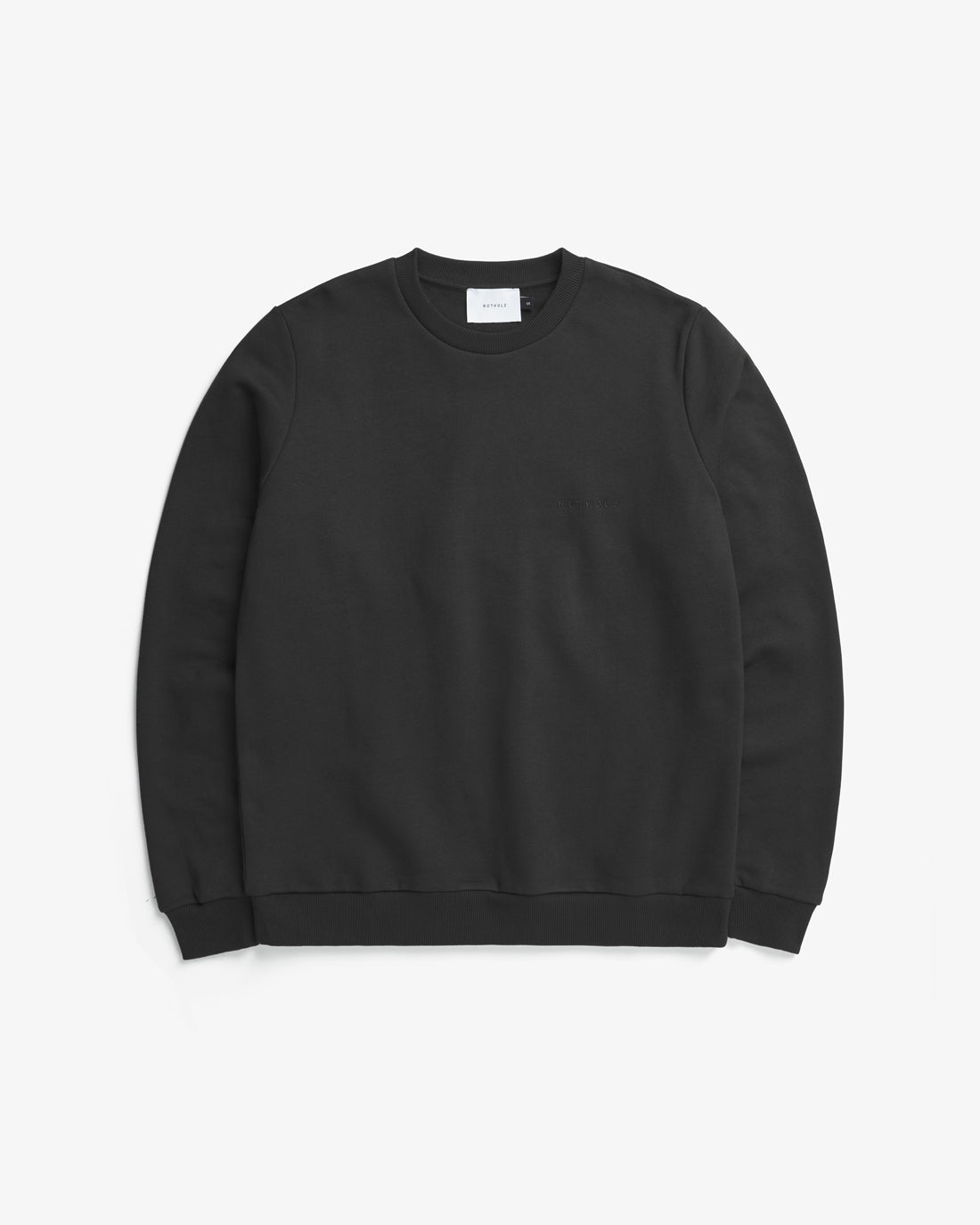 Black sweater logo made of organic cotton from Rotholz