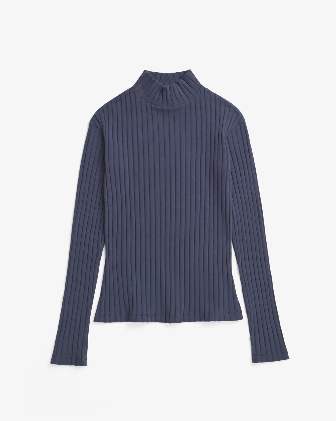 Dark blue, ribbed long-sleeved shirt made of organic cotton from Rotholz