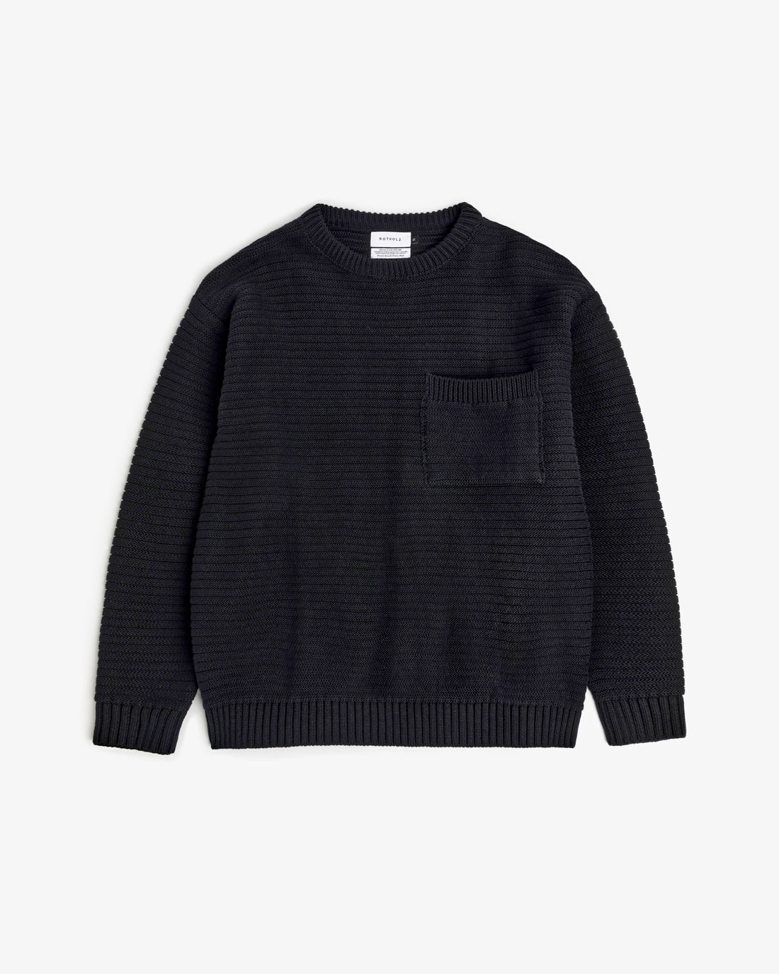 Schwarzer Strickpullover gerippt aus 100% Bio-Baumwolle von Rotholz