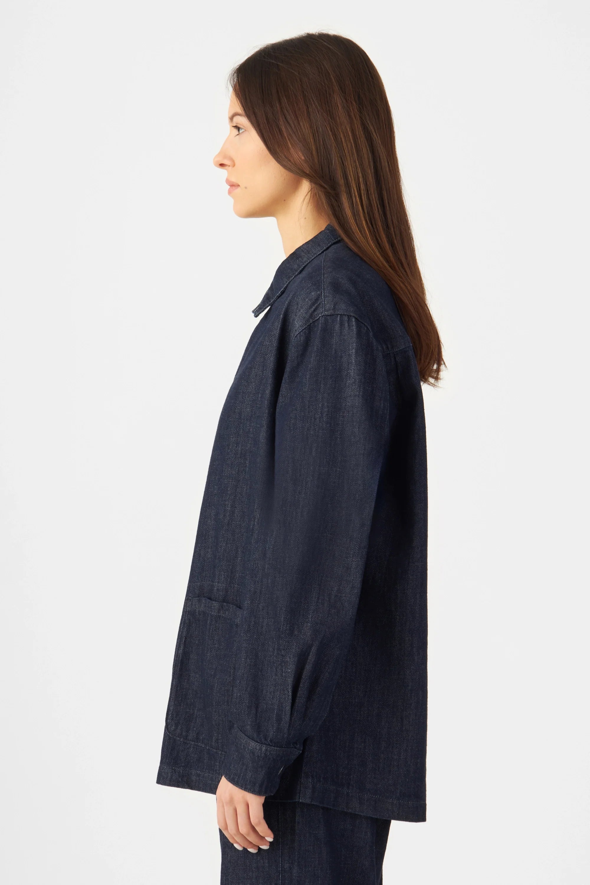 Dunkelblaue Hemdjacke SORRY aus Bio-Baumwolle von Dawn Denim