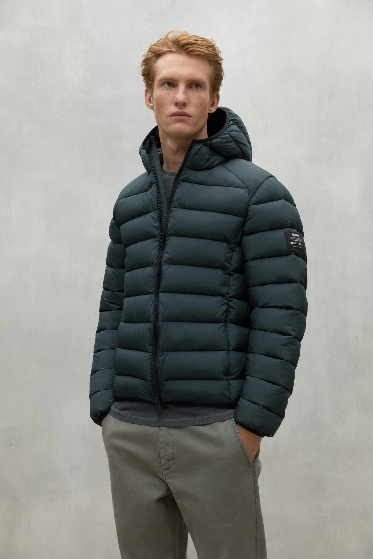 Short down jacket made of 100% recycled polyester (PET bottles) by ECOALF in dark blue