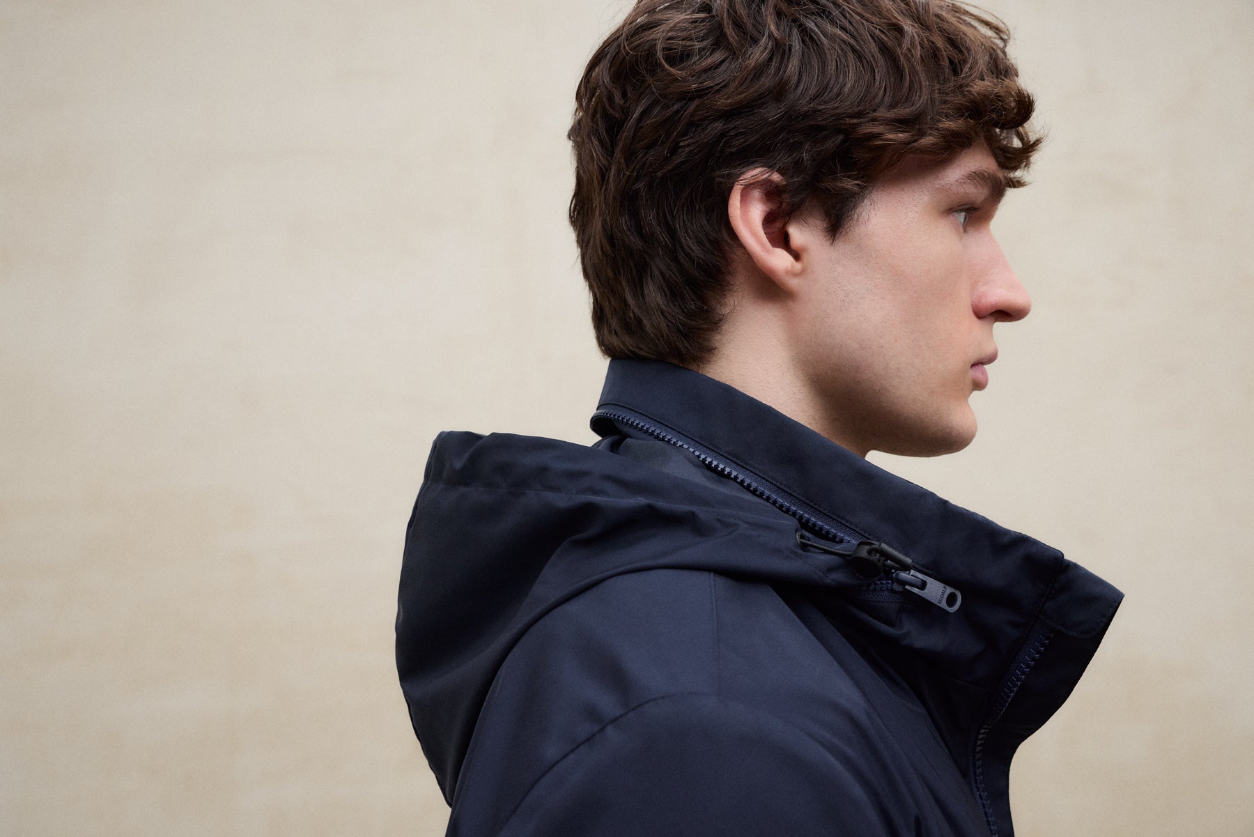 Short jacket with hood made of recycled polyester (PET bottles) by ECOALF in olive