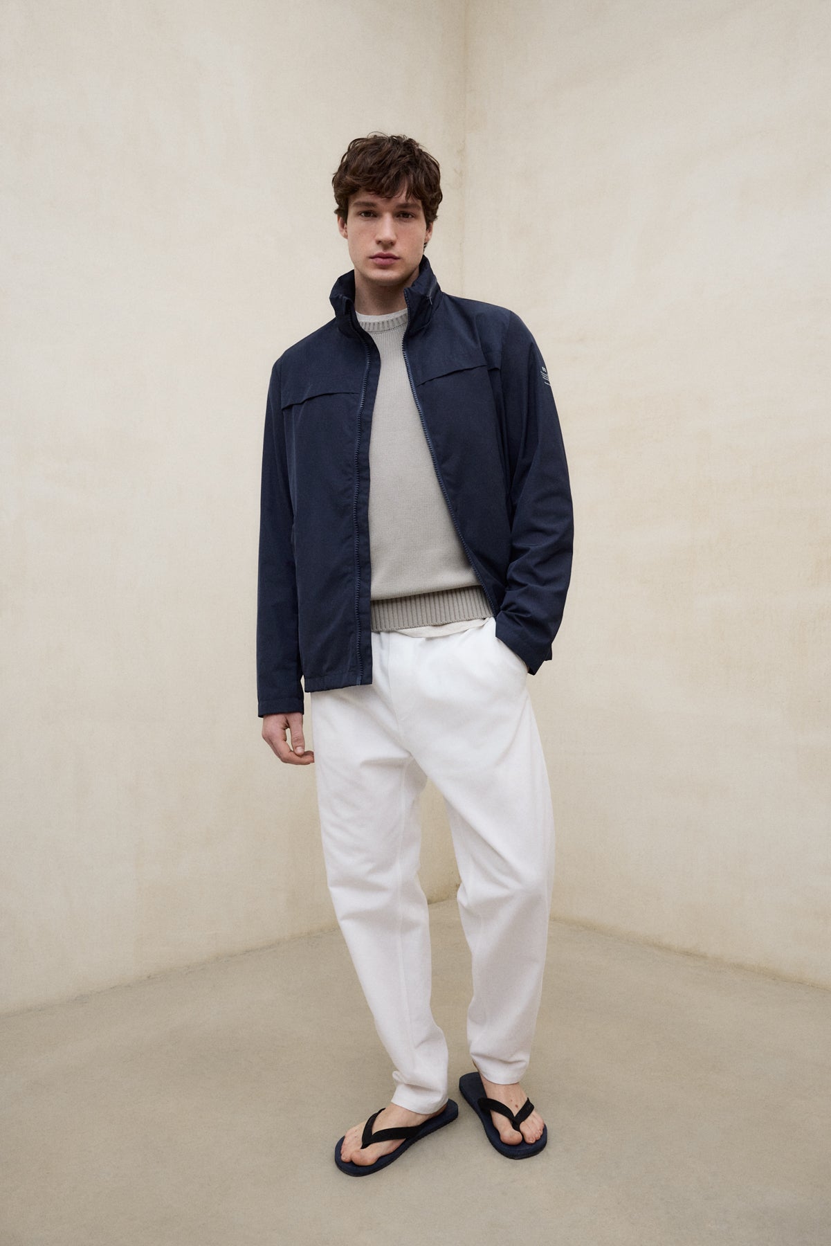 Short jacket with hood made of recycled polyester (PET bottles) by ECOALF in olive