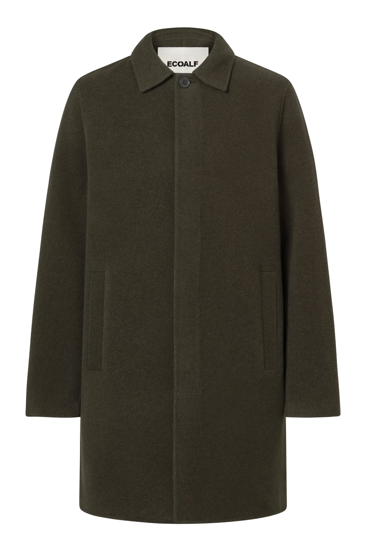 Veste longue à capuche en coton biologique et polyester recyclé (bouteilles PET) par ECOALF en olive
