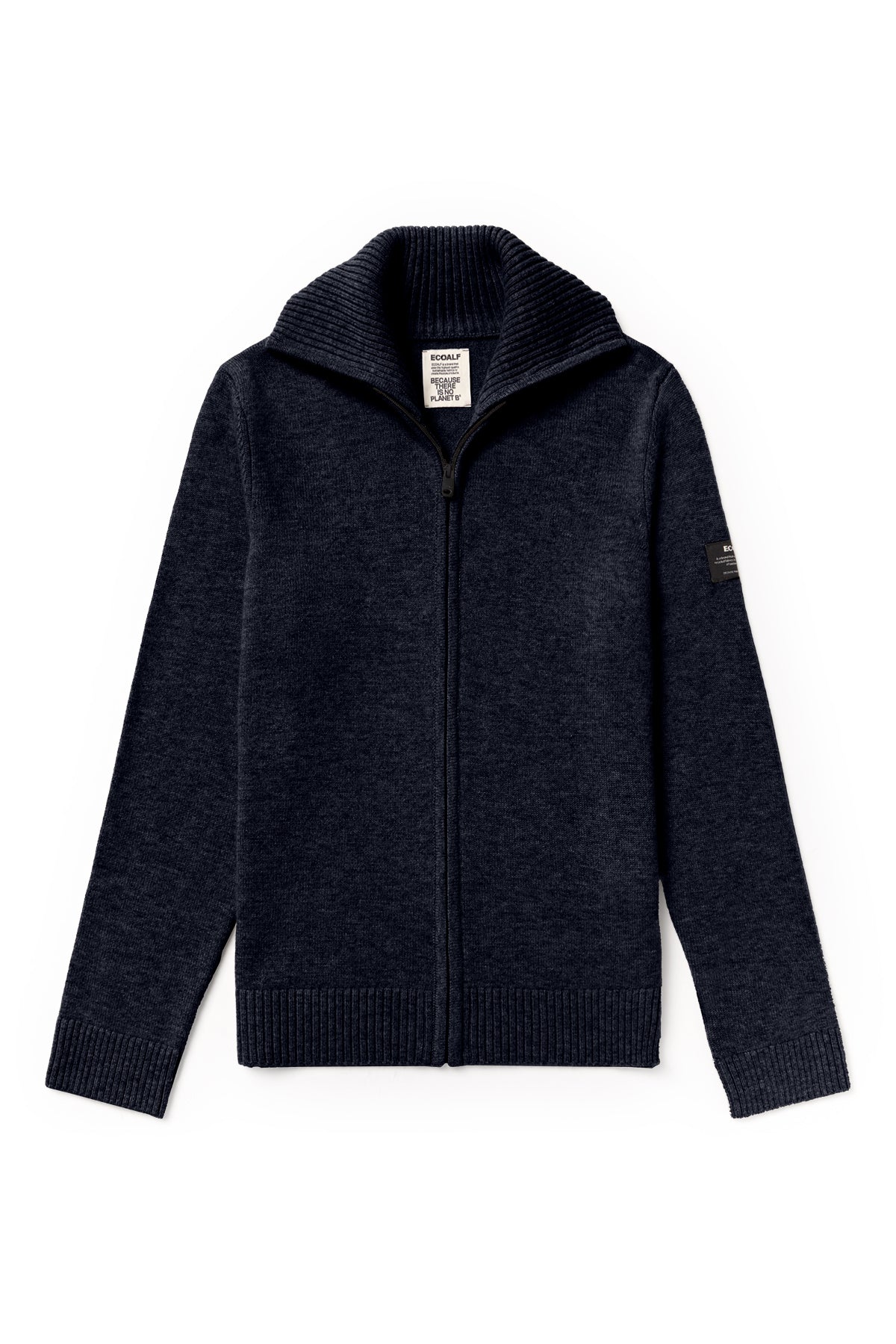 Strickzipperjacken aus 100% recyleter Wolle von ECOALF in dunkelblau
