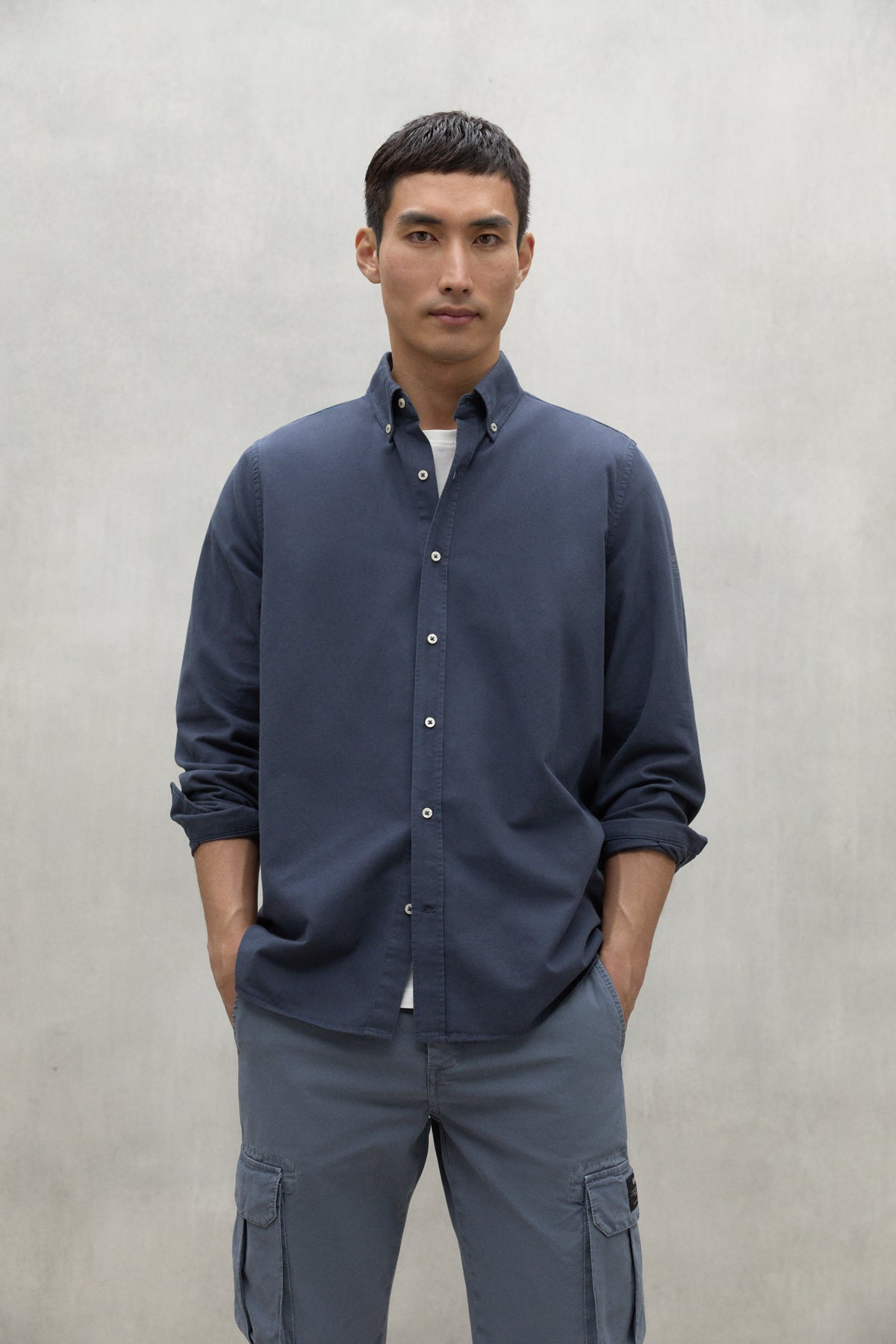 Shirt made of organic cotton and recycled cotton from ECOALF in deep navy