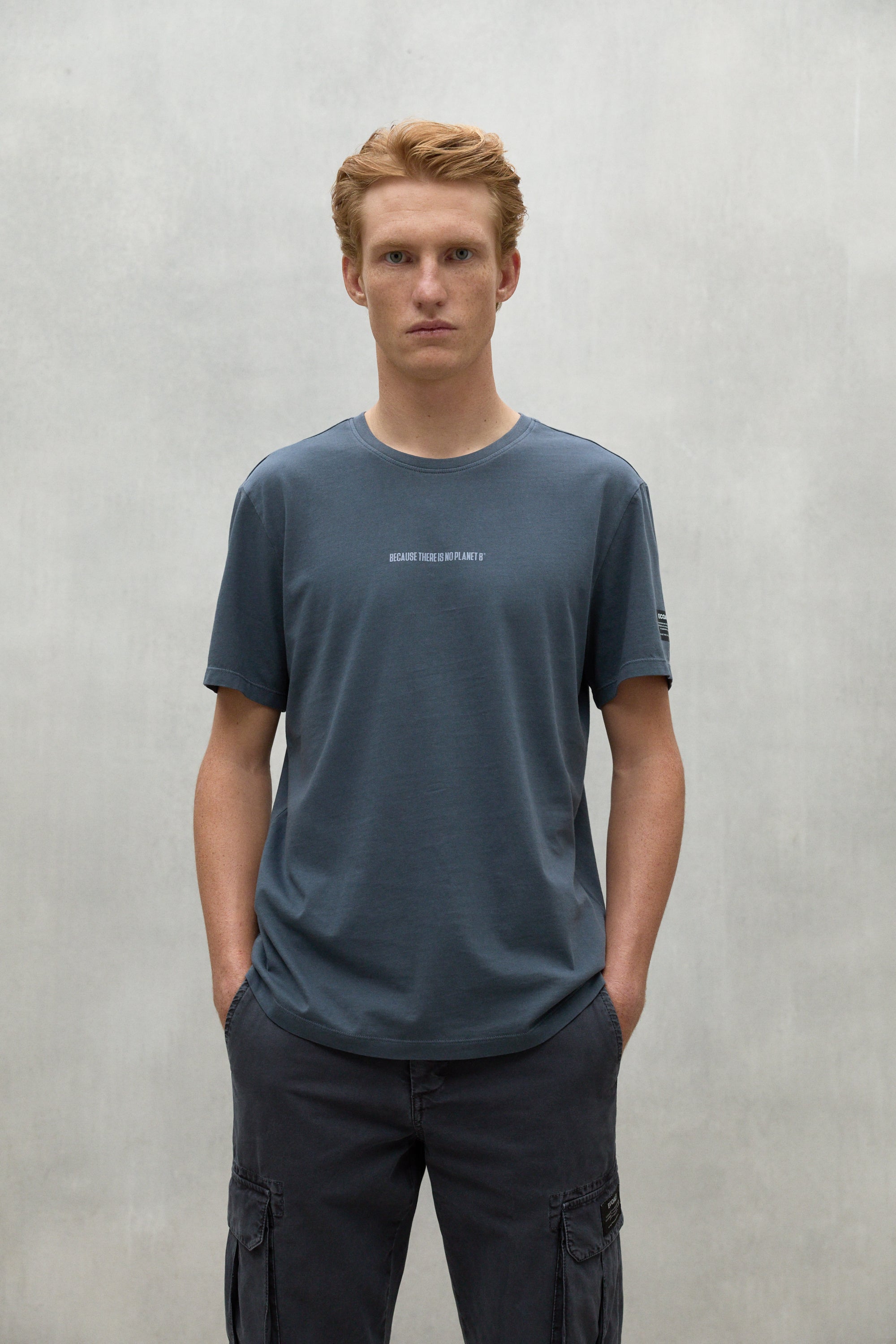 T-shirt made of recycled cotton by ECOALF in dark blue with print