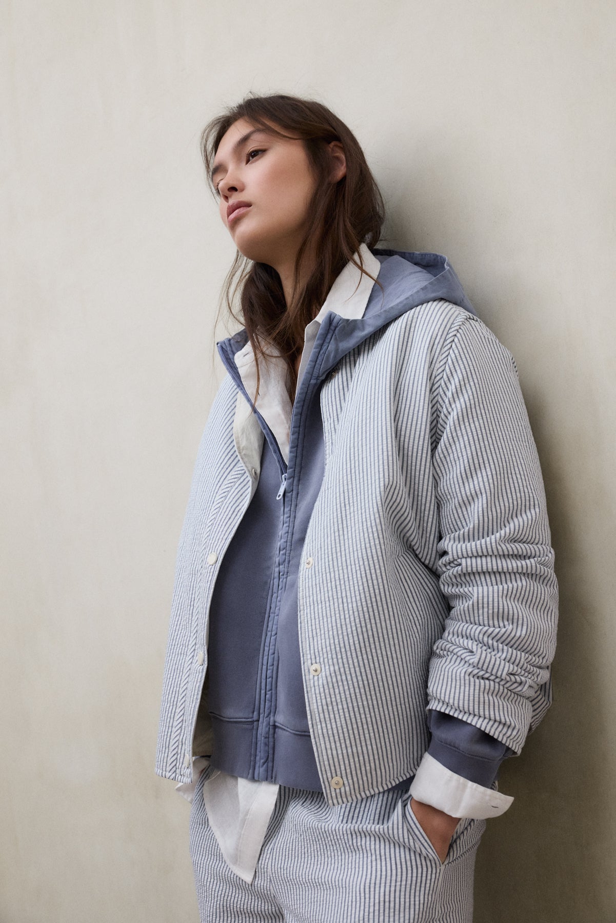 Short jacket with hood made of recycled polyester (PET bottles) by ECOALF in olive