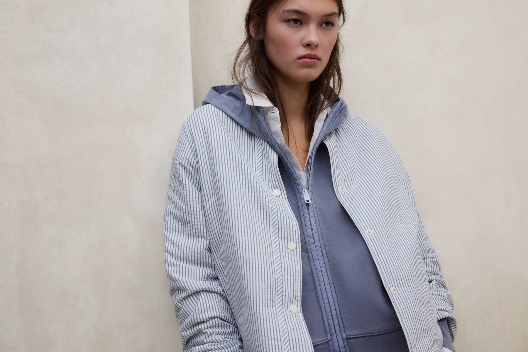 Short jacket with hood made of recycled polyester (PET bottles) by ECOALF in olive