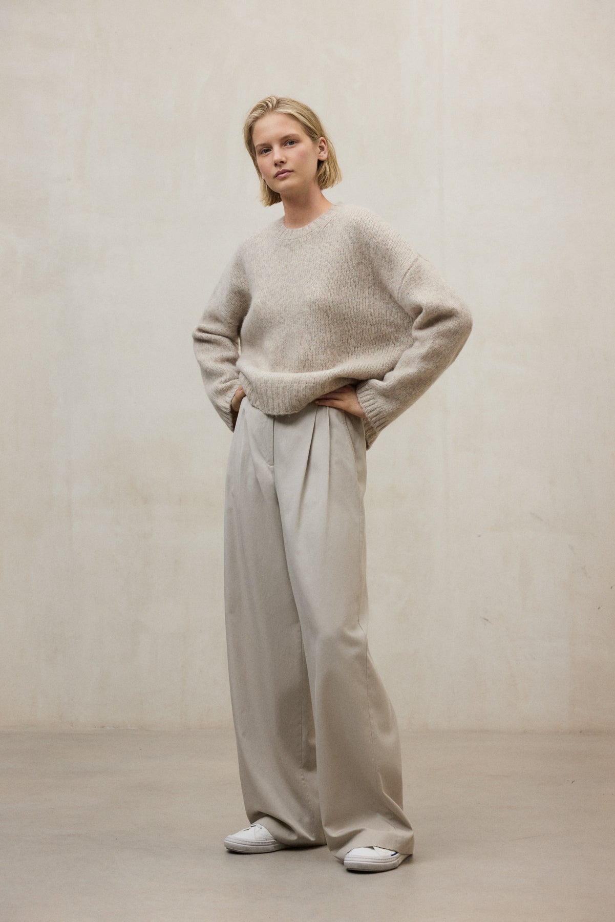 Strickpullover aus Bio Baumwolle und recycleter Wolle von ECOALF in beige