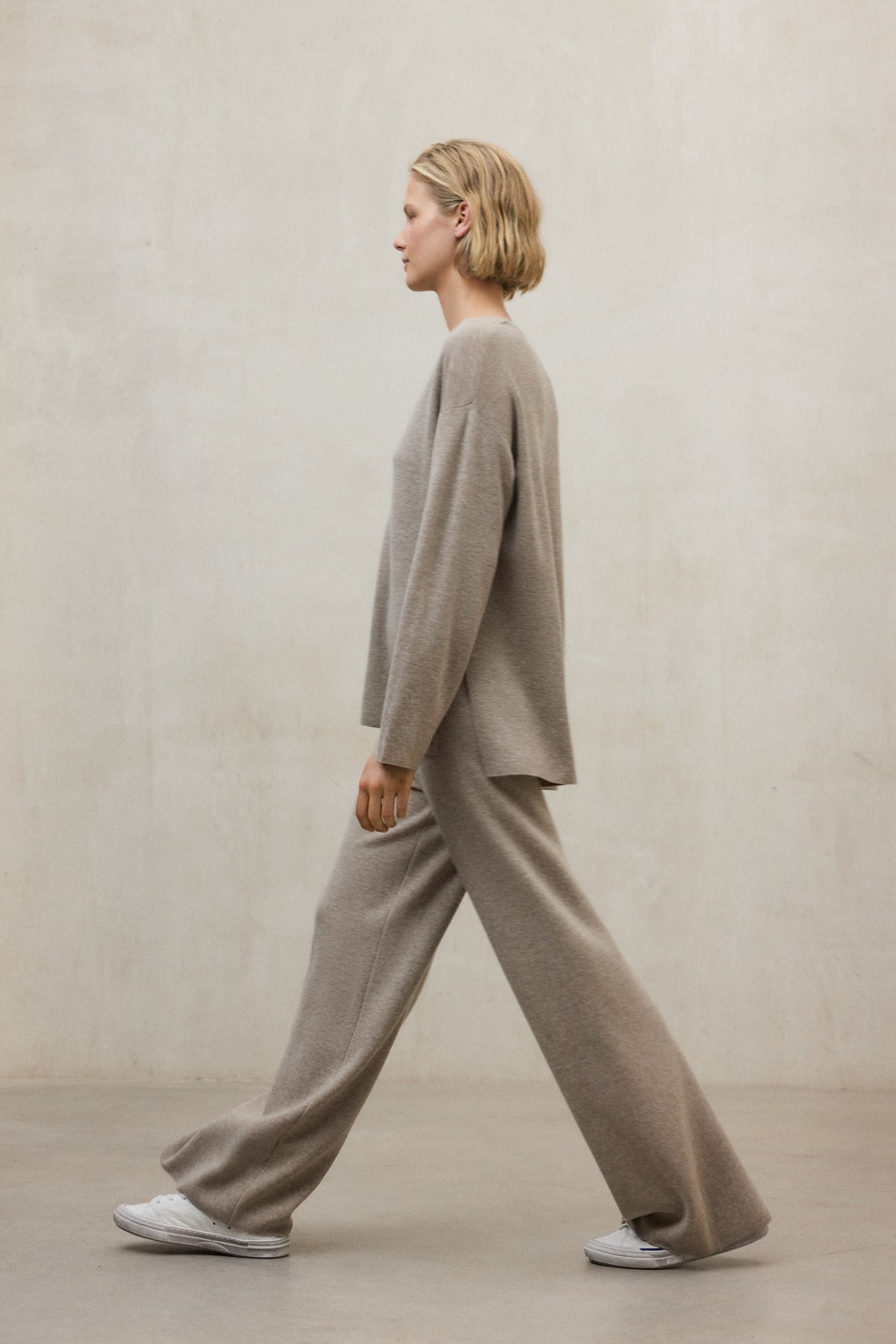 Strick Hose aus recycleter Wolle und Tencel™ von ECOALF in beige