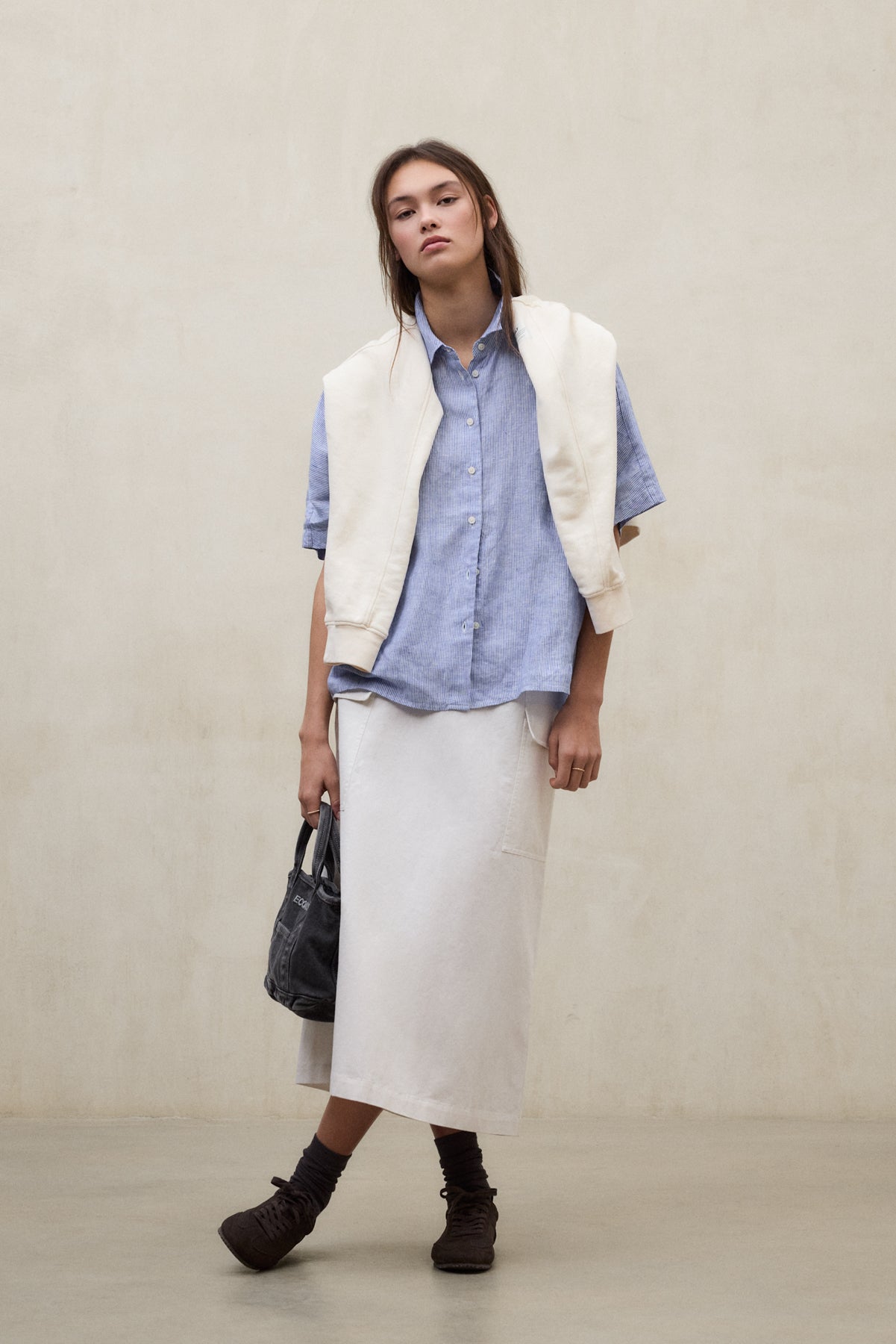 Bluse MELANIA aus Bio- und recycleter Baumwolle von ECOALF blau-weiss gestreift