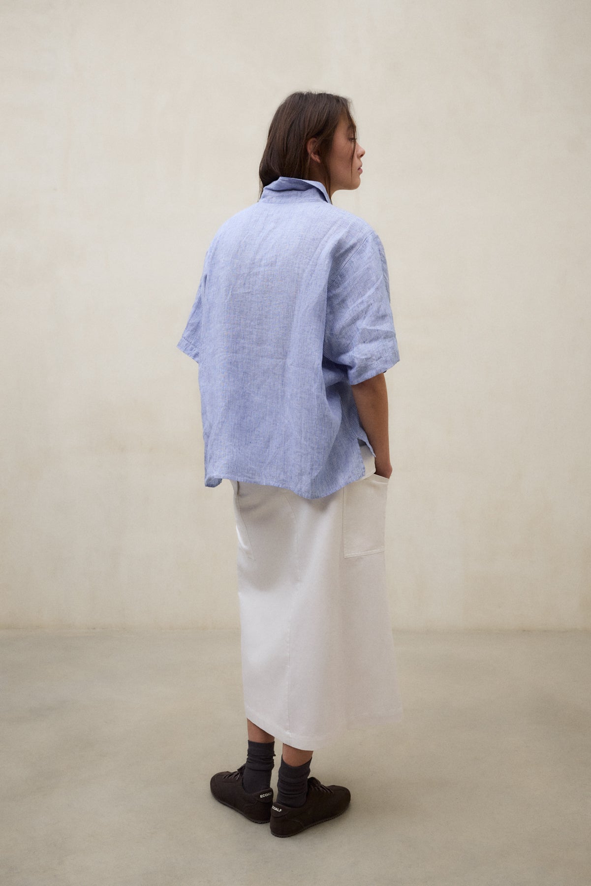 Bluse MELANIA aus Bio- und recycleter Baumwolle von ECOALF blau-weiss gestreift