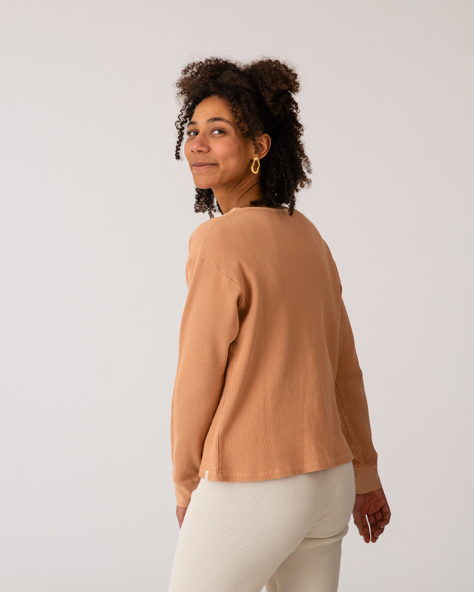 Orange-brown long-sleeved terracotta cotton shirt from Matona