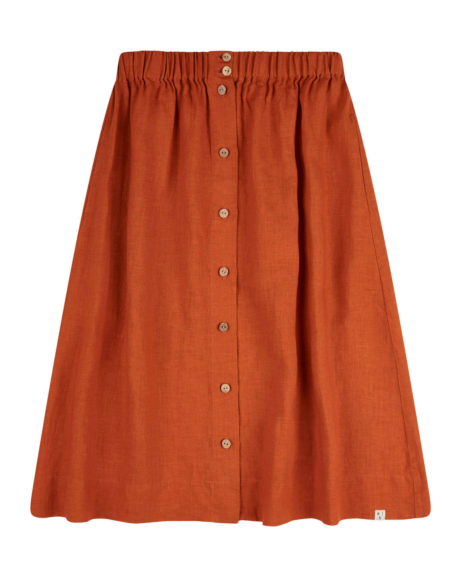 Jupe midi orange fabriquée à 100% par Matona