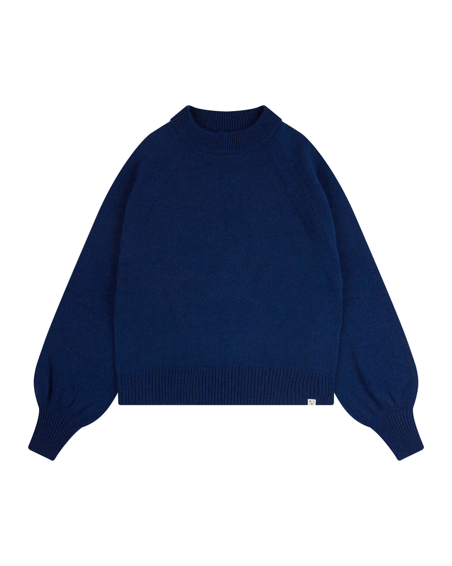 Blue raglan sweater made of organic cotton &amp; organic merino wool by Matona