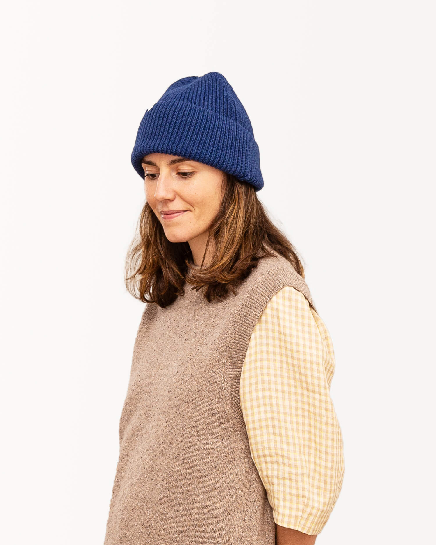 Bonnet bleu foncé en coton biologique et laine mérinos de Matona