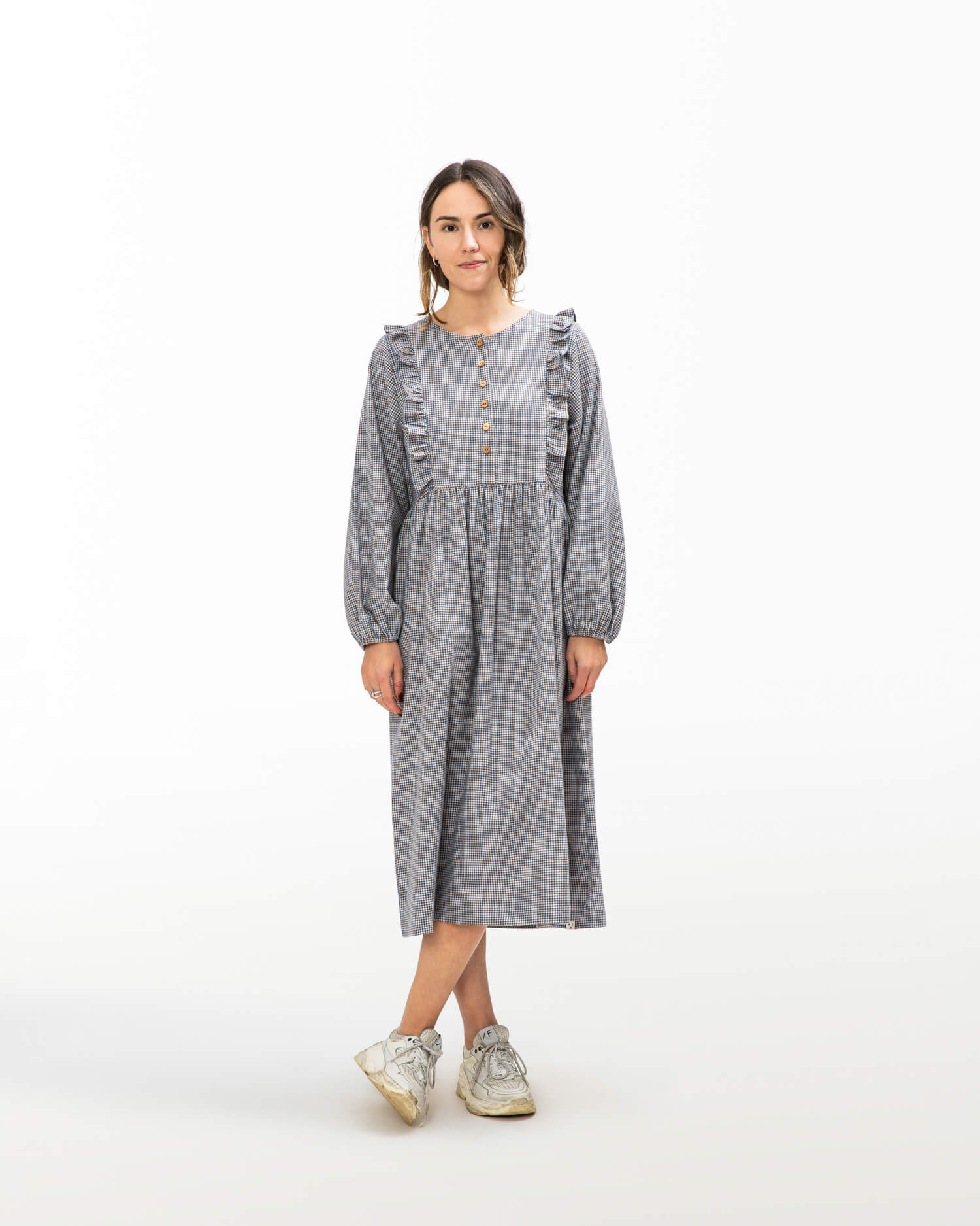 Grey flannel dress Pepita made from 100% organic cotton by Matona