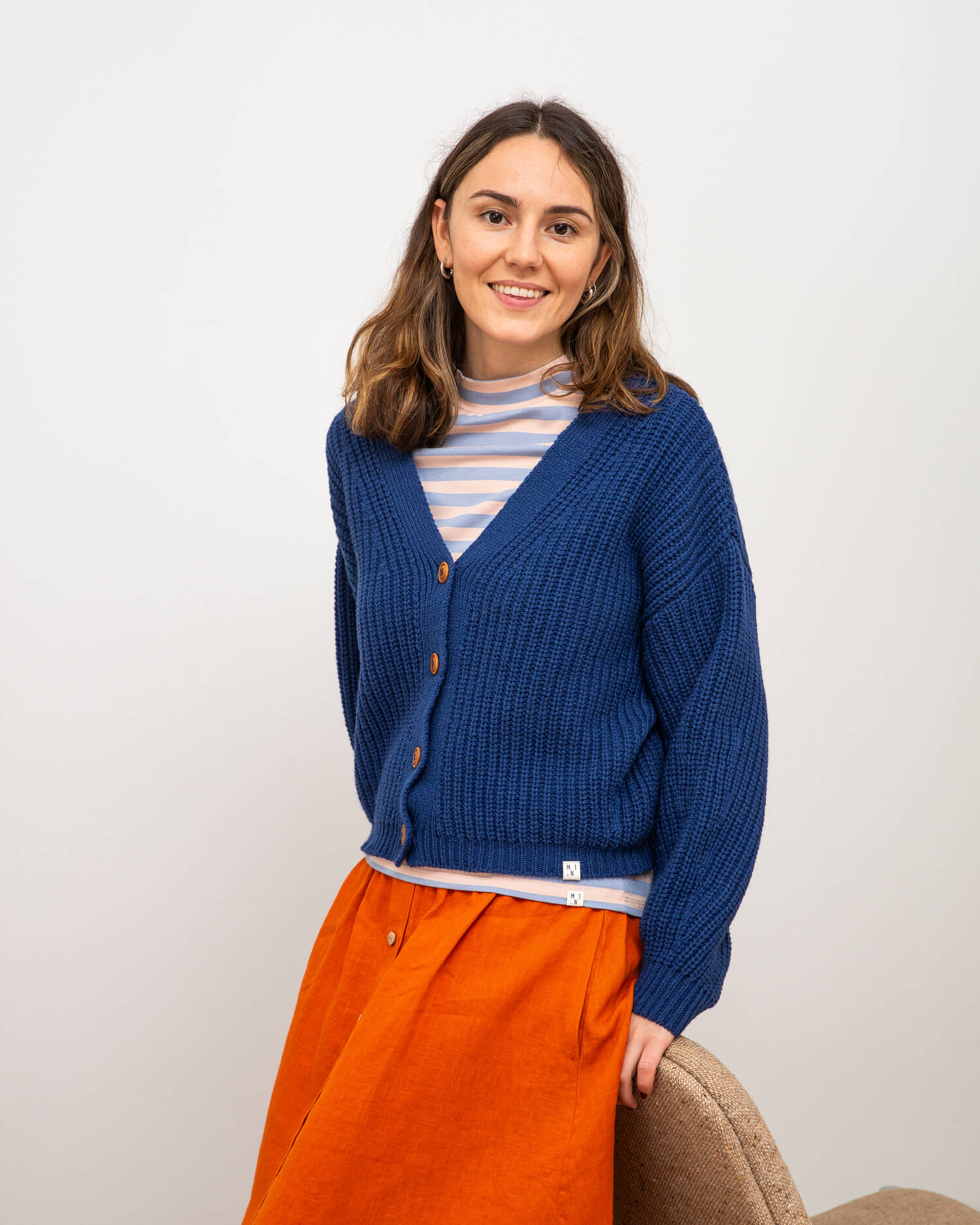 Dark blue cardigan made of organic cotton &amp; merino wool by Matona
