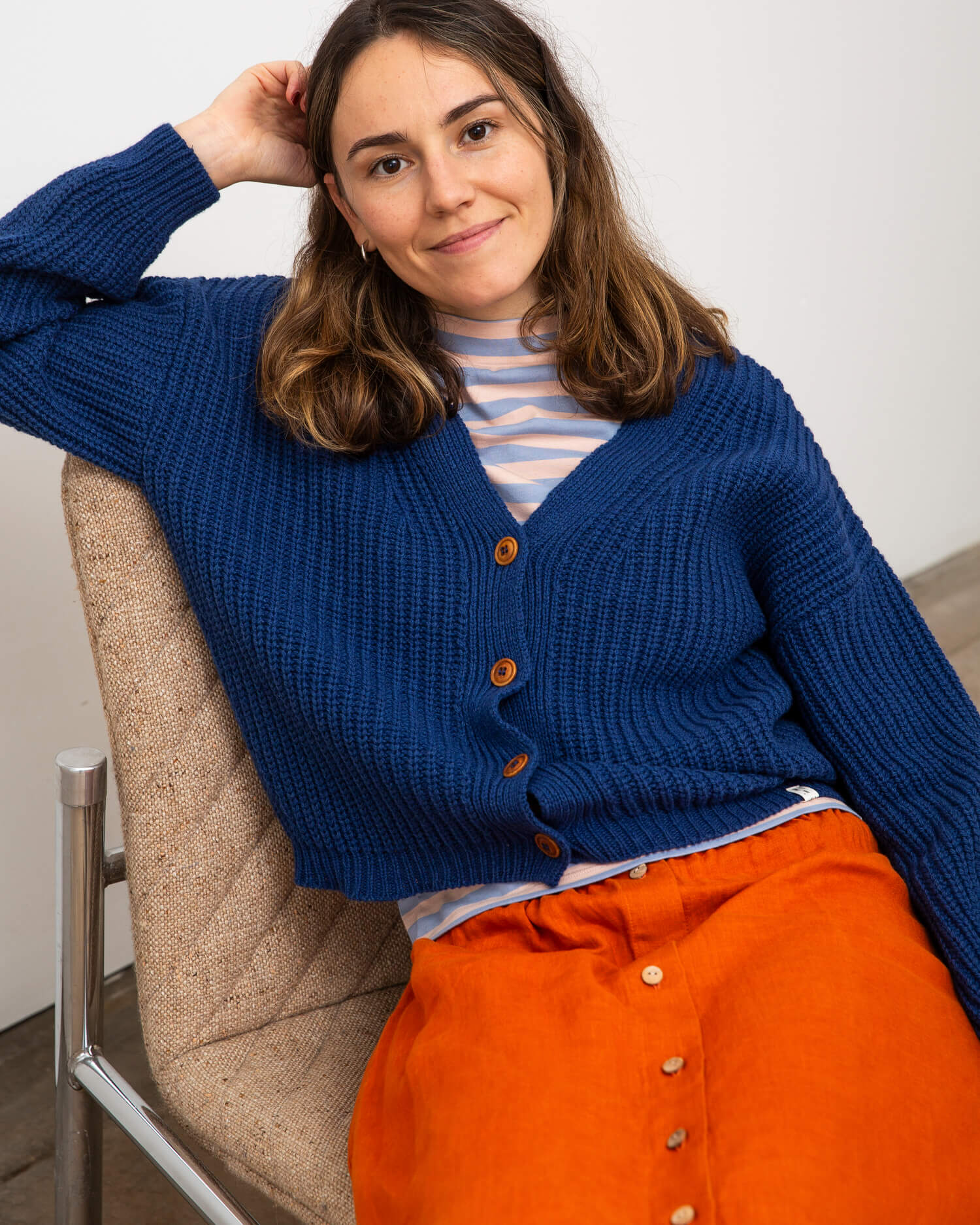 Dark blue cardigan made of organic cotton &amp; merino wool by Matona