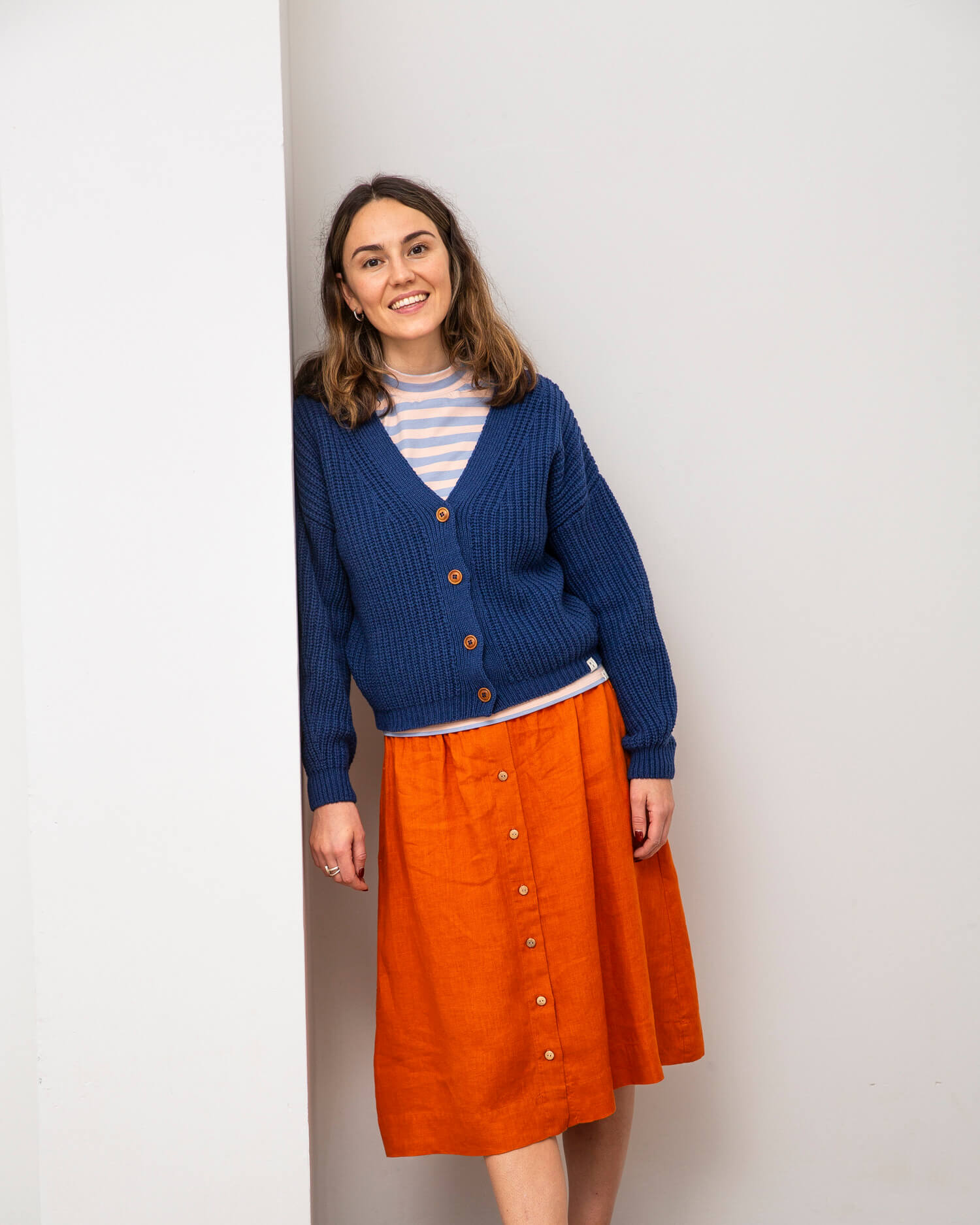 Dark blue cardigan made of organic cotton &amp; merino wool by Matona