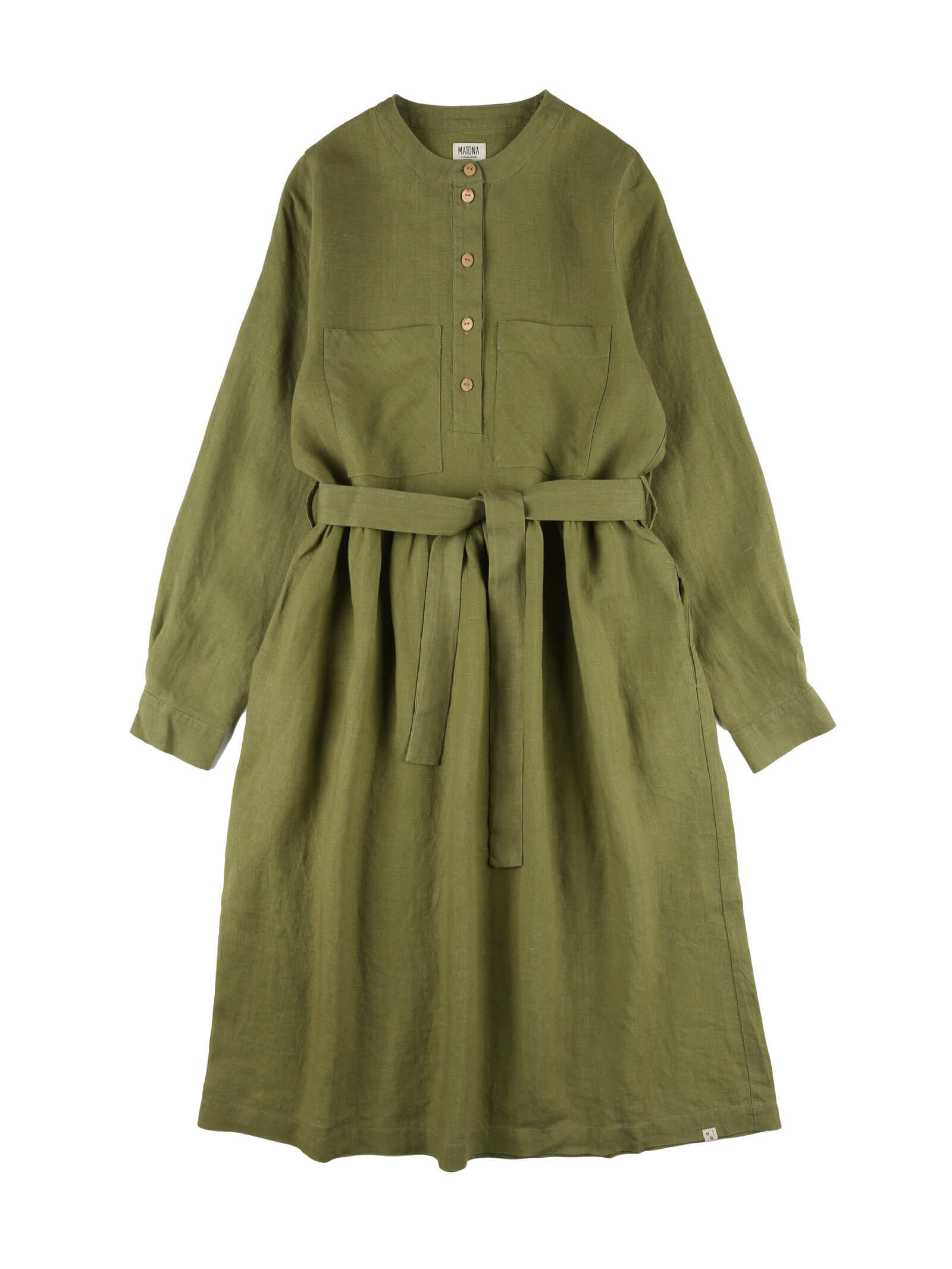 Grünes Kleid cardamom aus 100% Leinen von Matona
