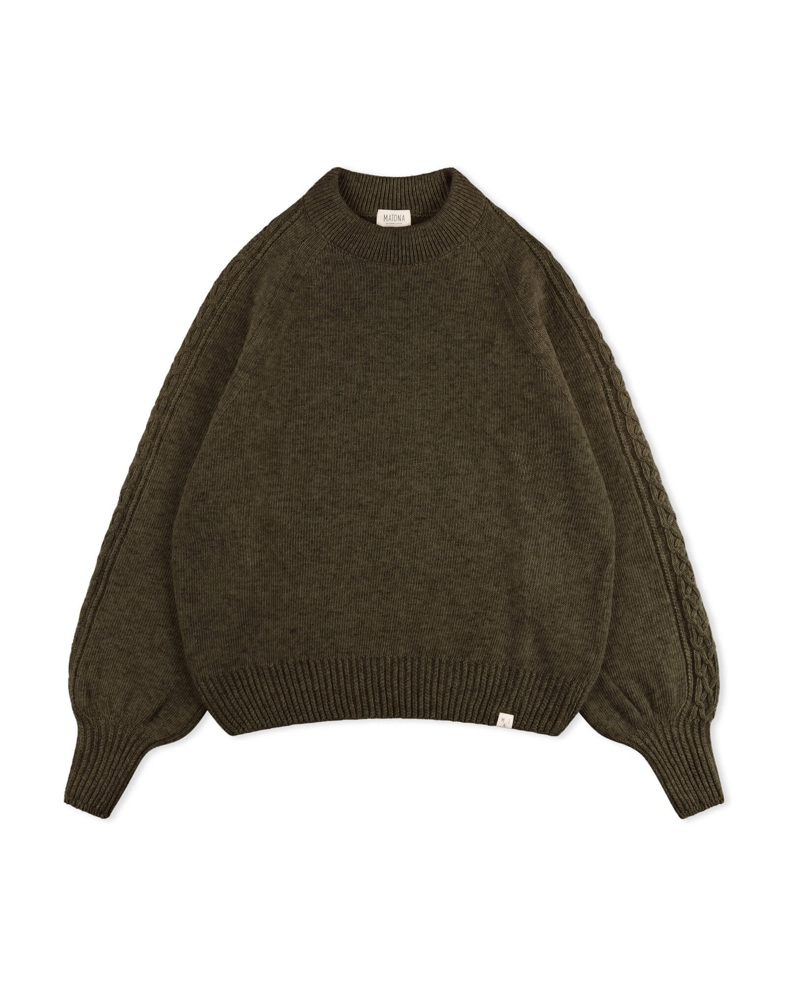 Grüner Strickpullover olive aus Bio-Baumwolle von Matona