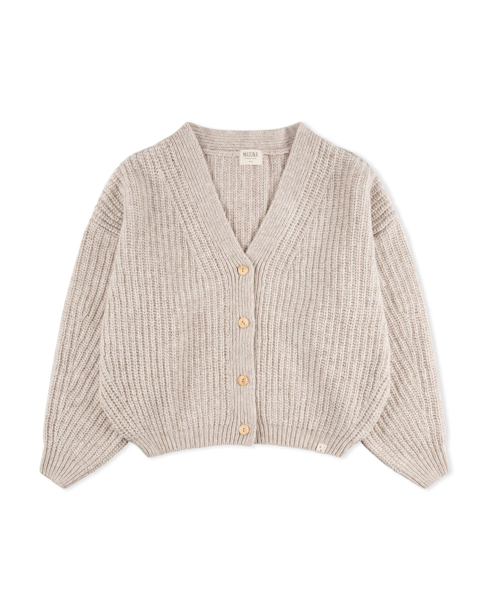 Beige Strickjacke salt aus Bio-Wolle von Matona