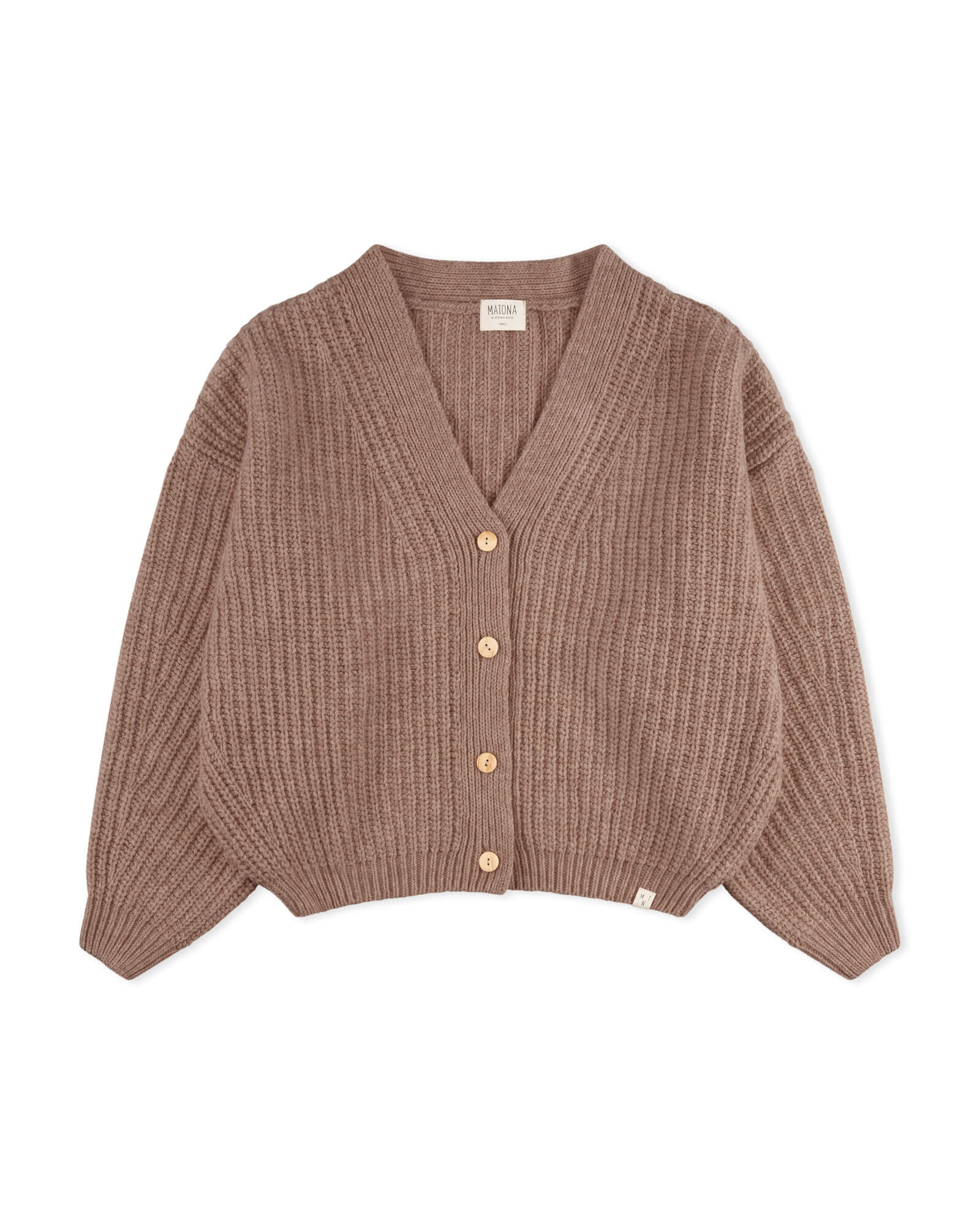 Braune Strickjacke sepia aus Bio-Wolle von Matona