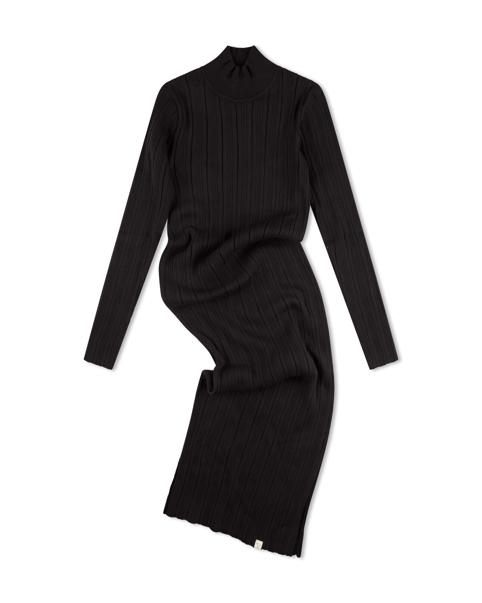 Schwarzes Strickkleid onyx aus 100% Bio-Baumwolle von Matona