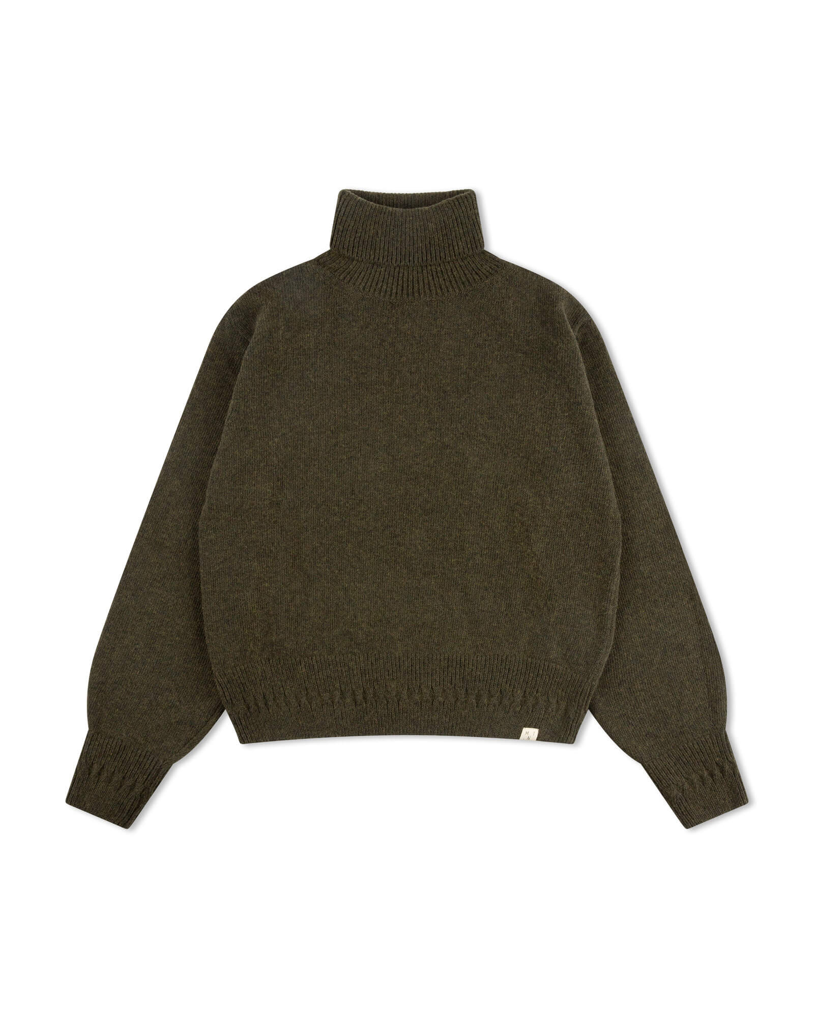 Grüner Rollkragenpullover aus Bio-Wolle von Matona