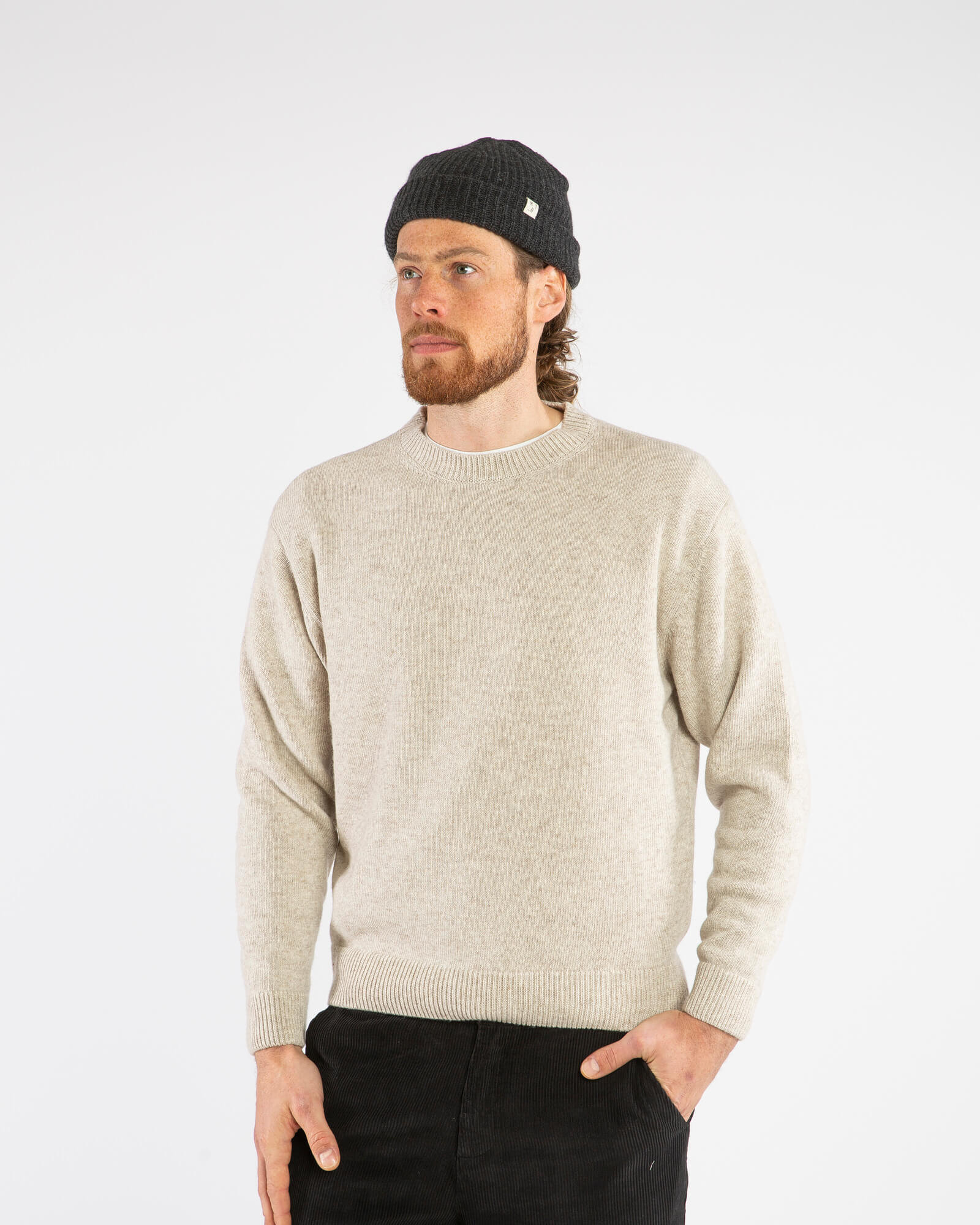 Beiger Strick-Sweater salt aus Bio-Wolle von Matona