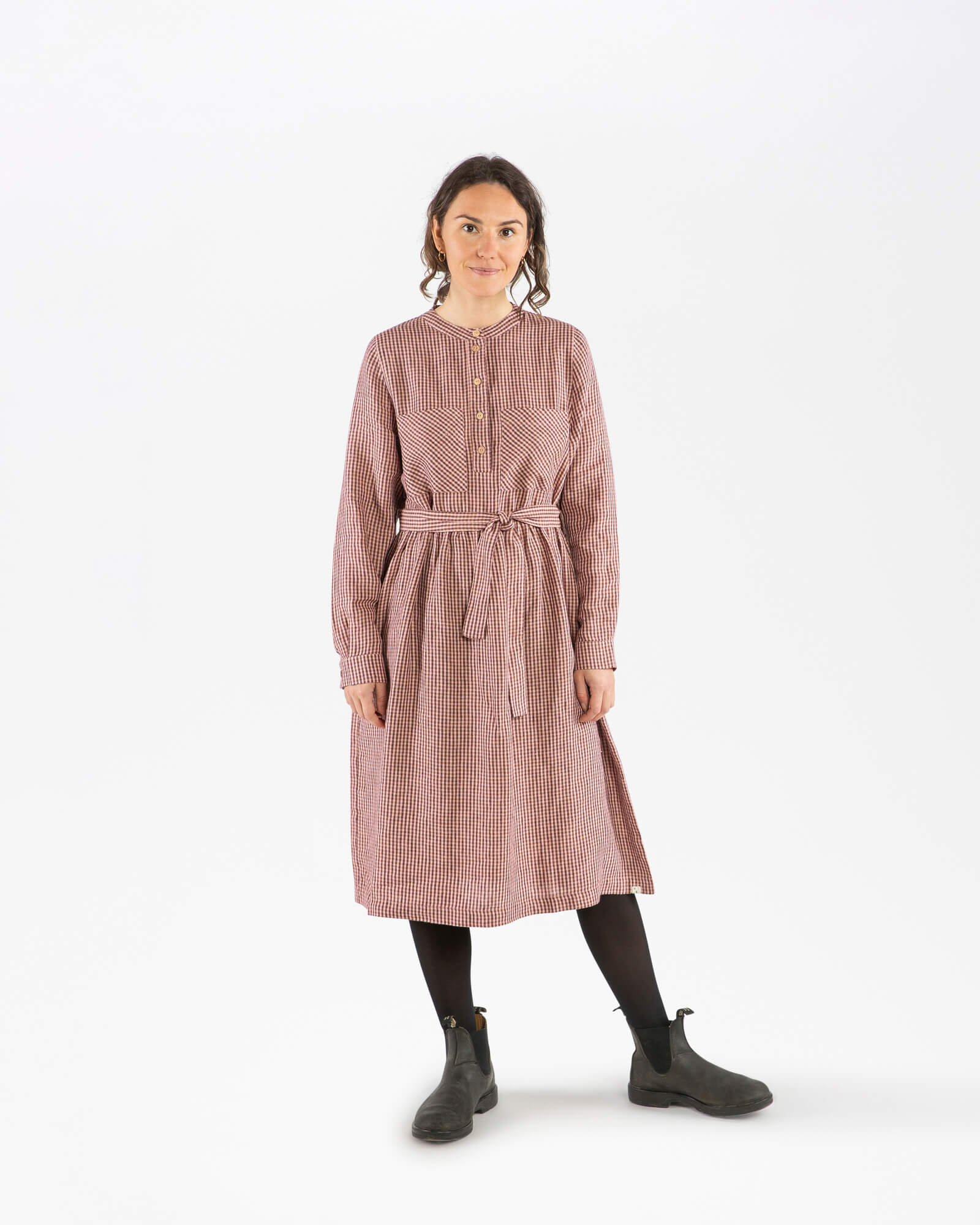 Kariertes Kleid heather aus 100% Leinen von Matona