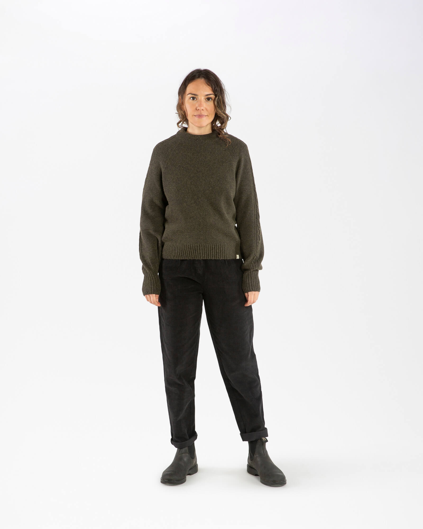 Grüner Strickpullover olive aus Bio-Baumwolle von Matona