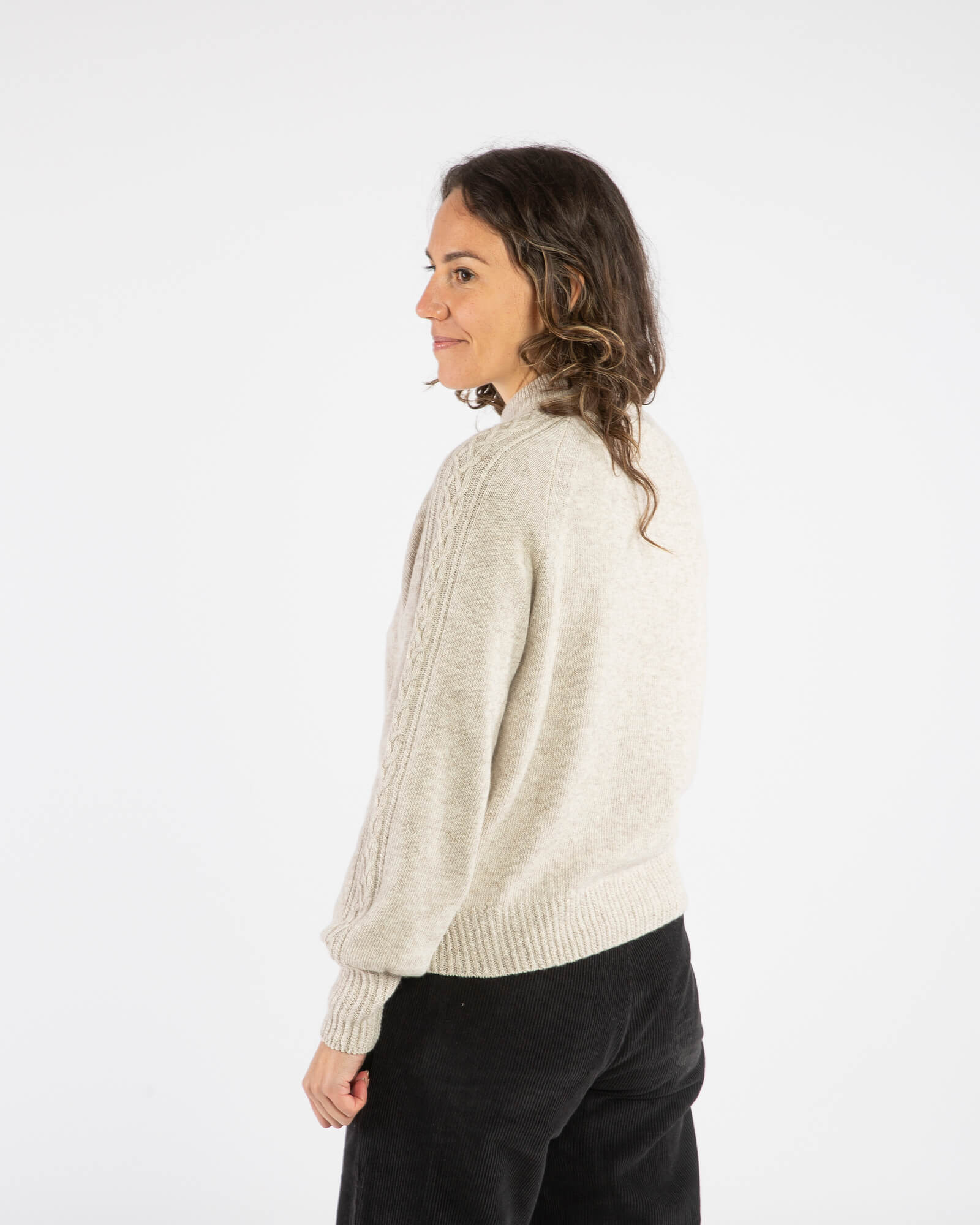 Beiger Strickpullover salt aus Bio-Wolle von Matona