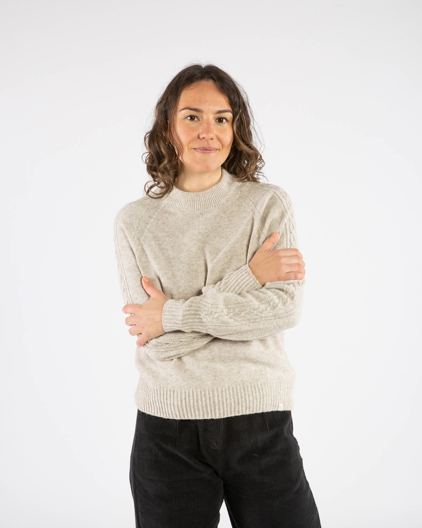 Beiger Strickpullover salt aus Bio-Wolle von Matona