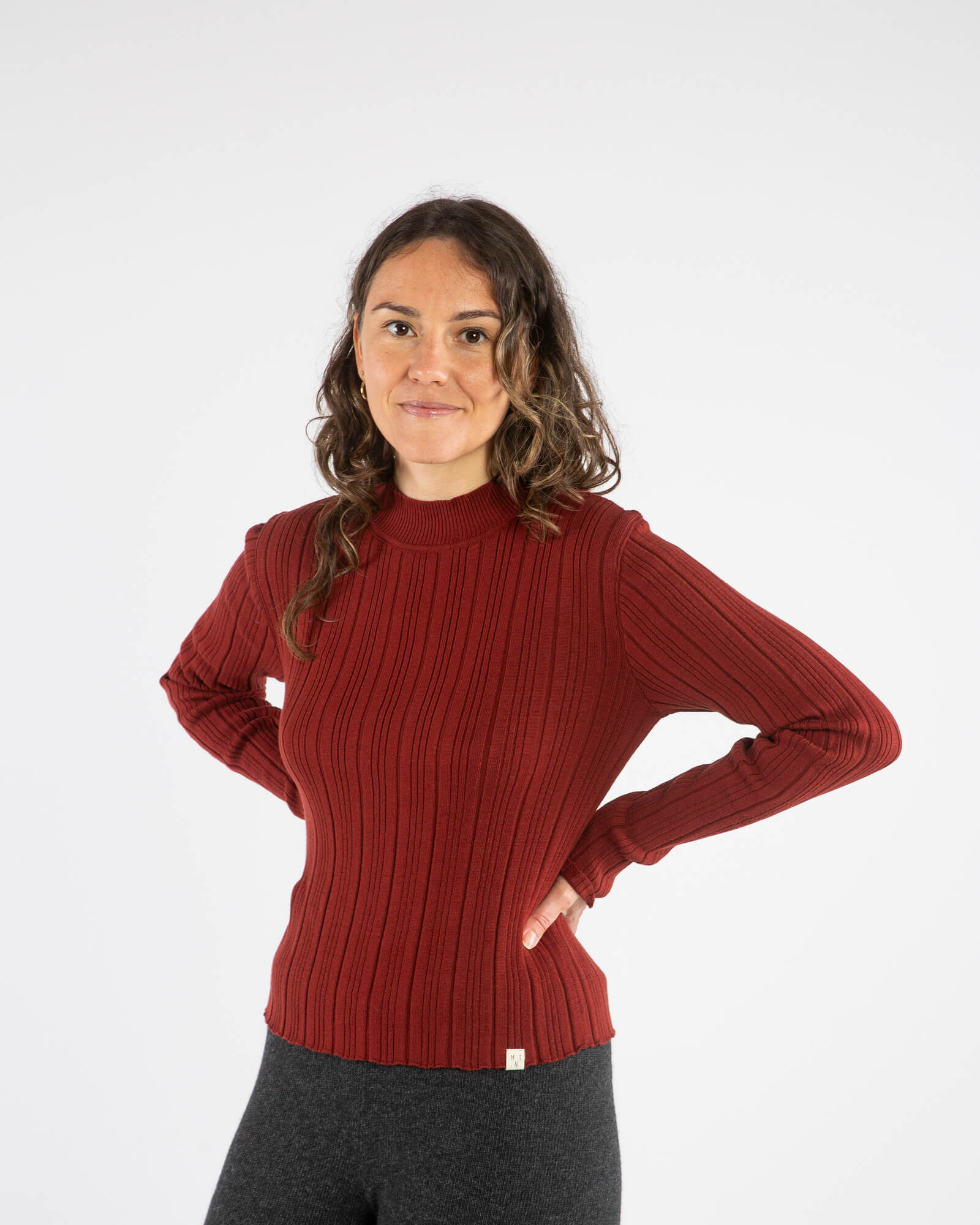 Roter Pullover maroon aus 100% Bio-Baumwolle von Matona