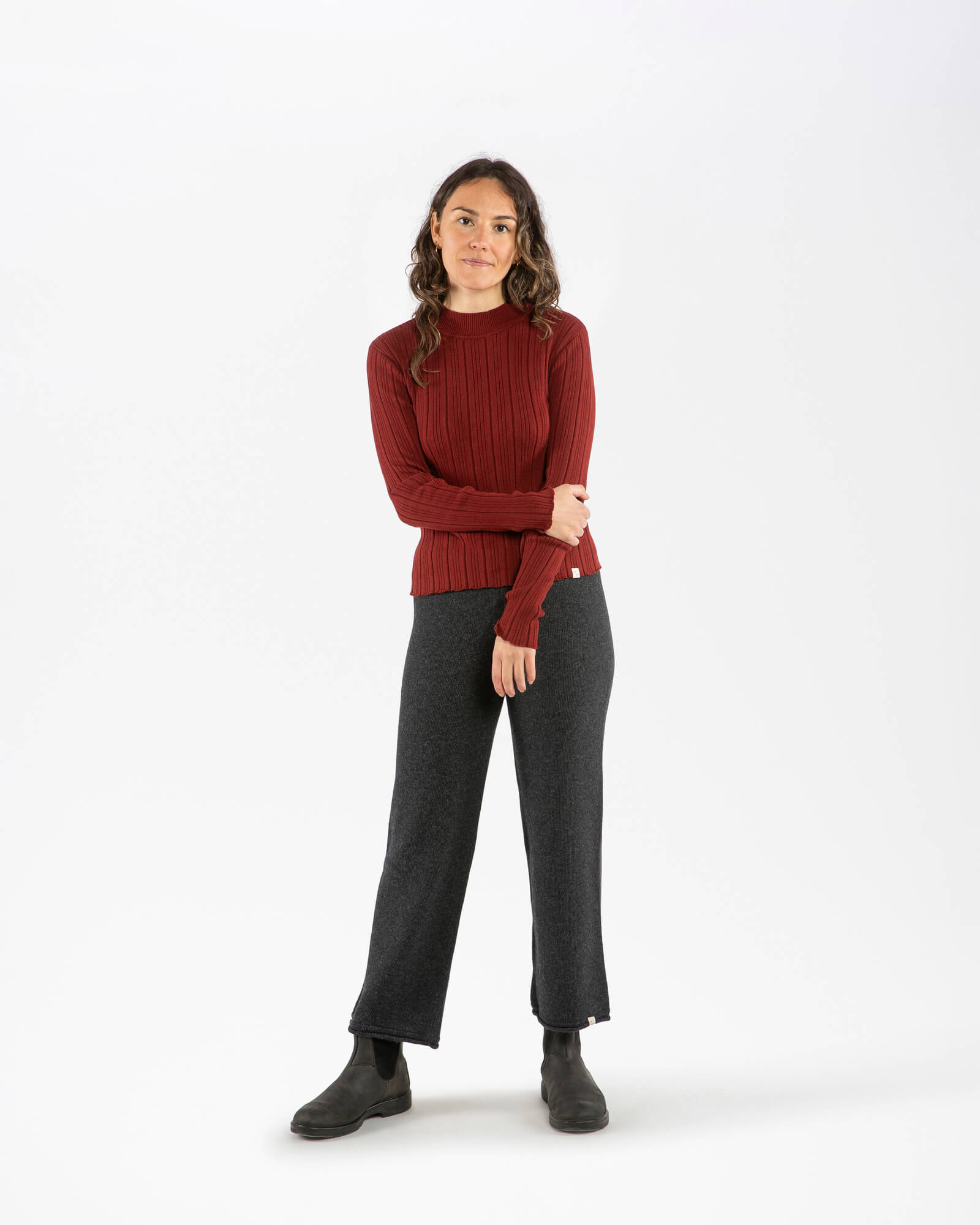 Roter Pullover maroon aus 100% Bio-Baumwolle von Matona