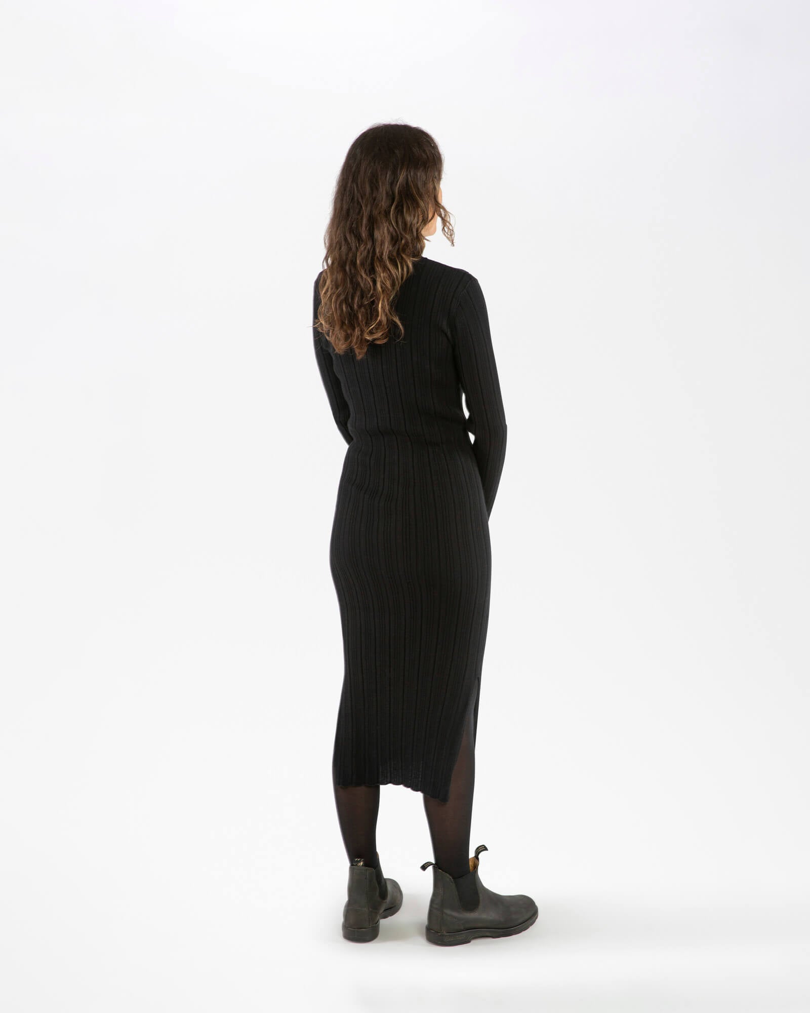 Schwarzes Strickkleid onyx aus 100% Bio-Baumwolle von Matona