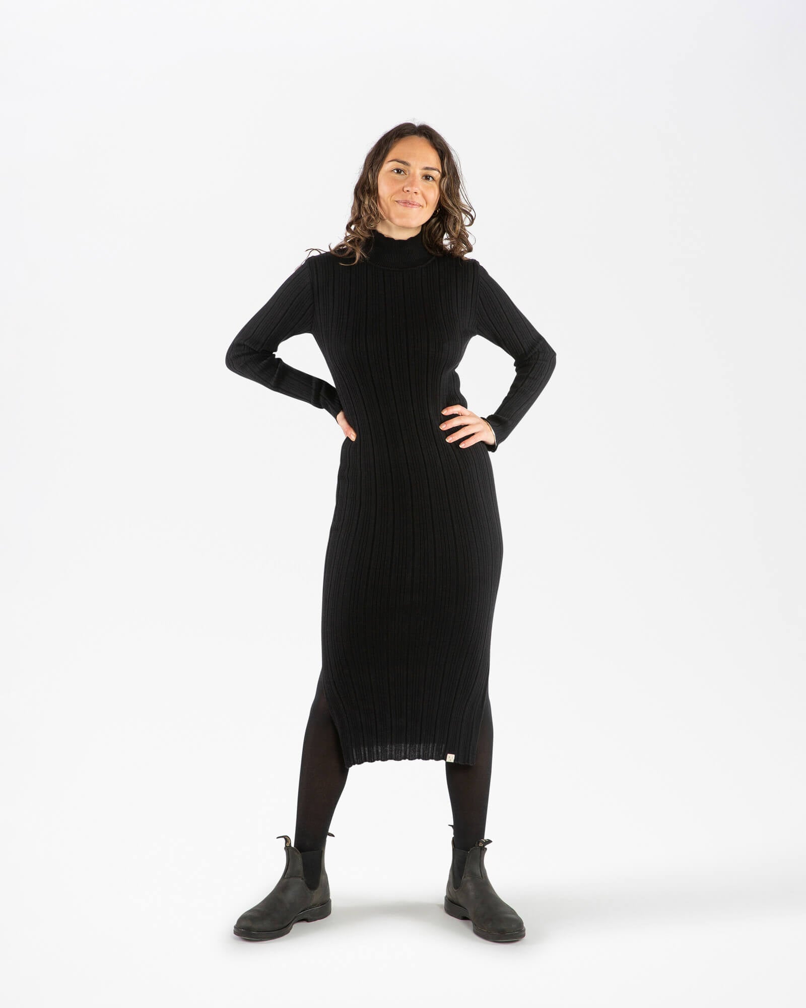 Schwarzes Strickkleid onyx aus 100% Bio-Baumwolle von Matona