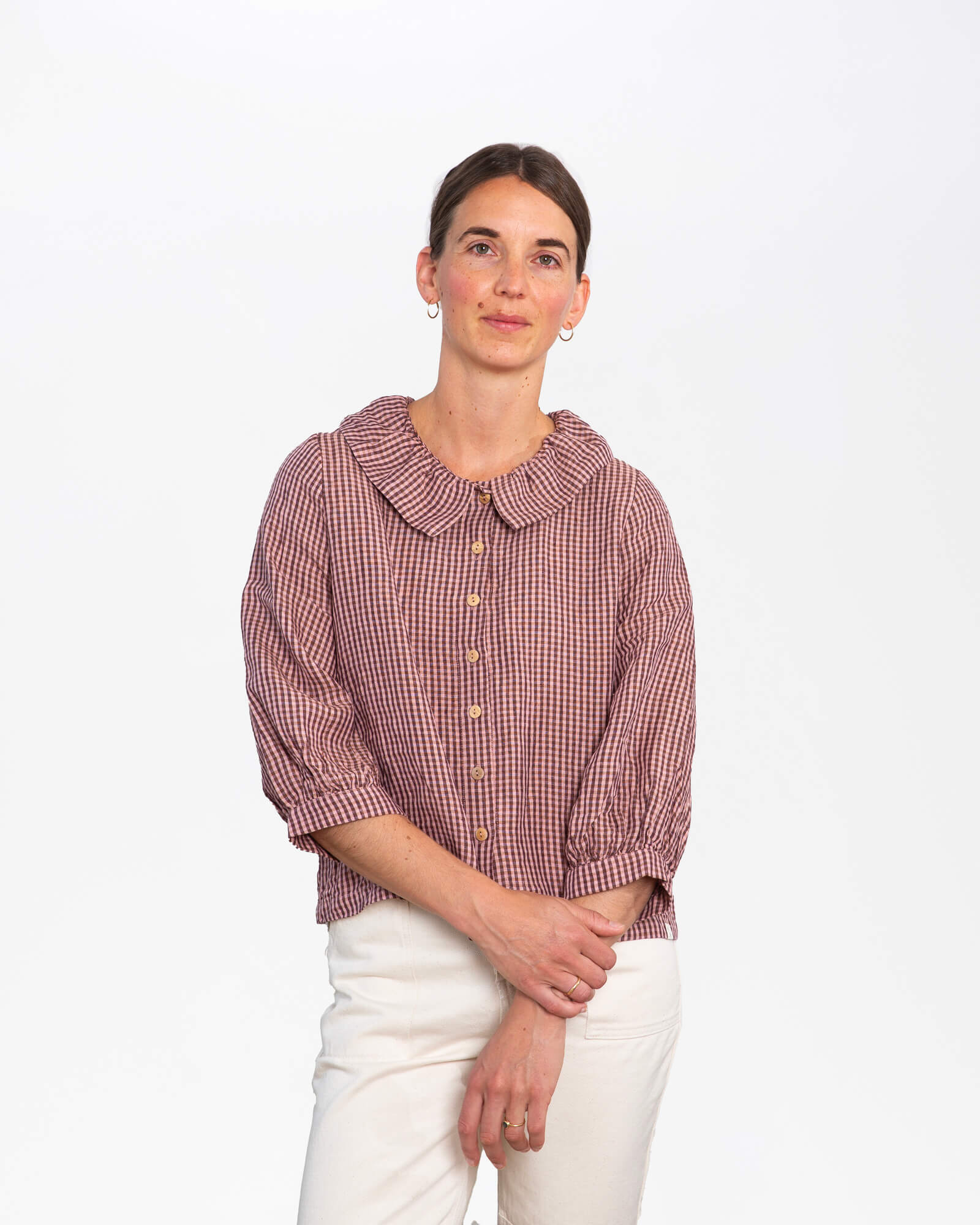 Karierte Bluse heather aus 100% Leinen von Matona