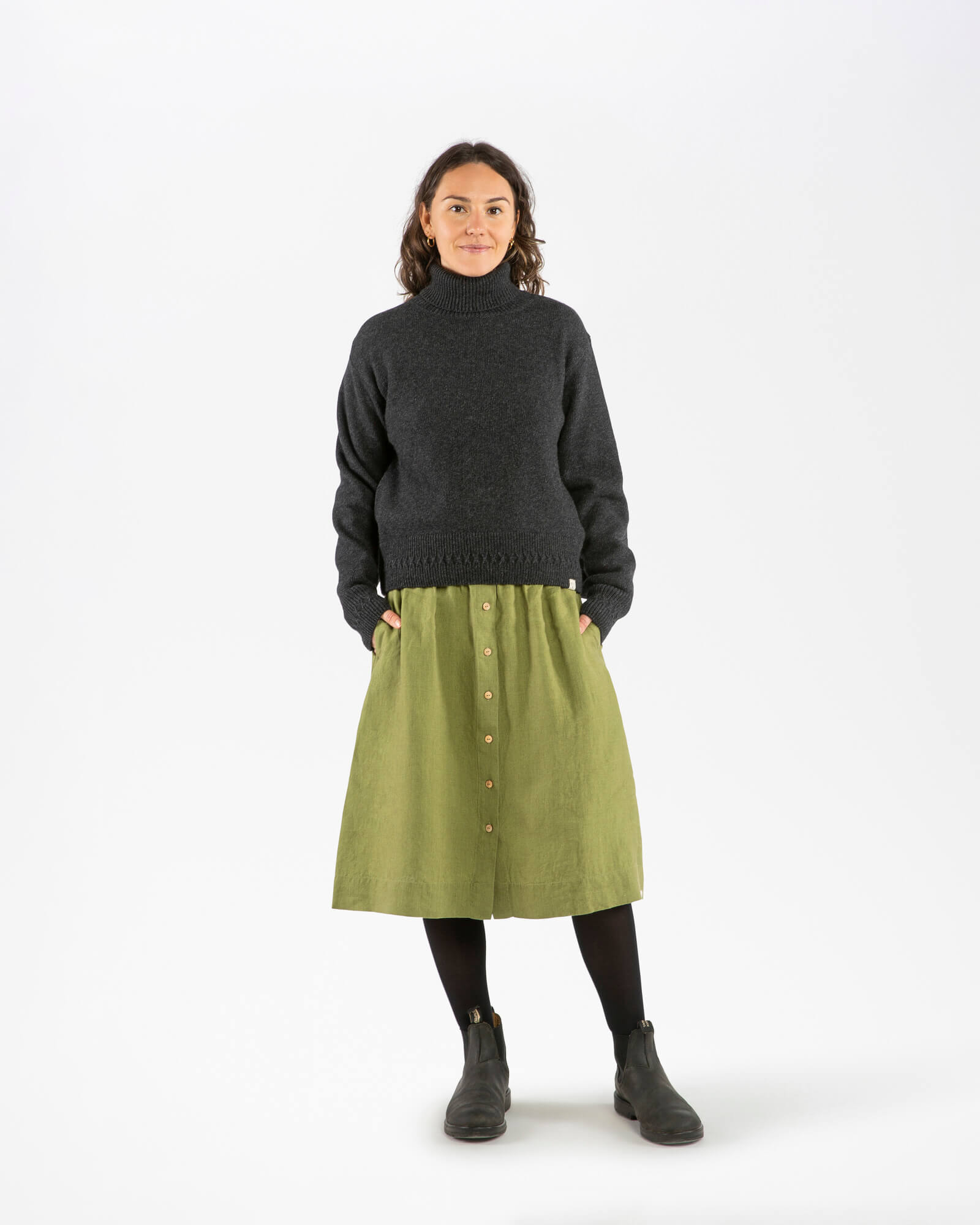 Grauer Rollkragenpullover aus Bio-Wolle von Matona