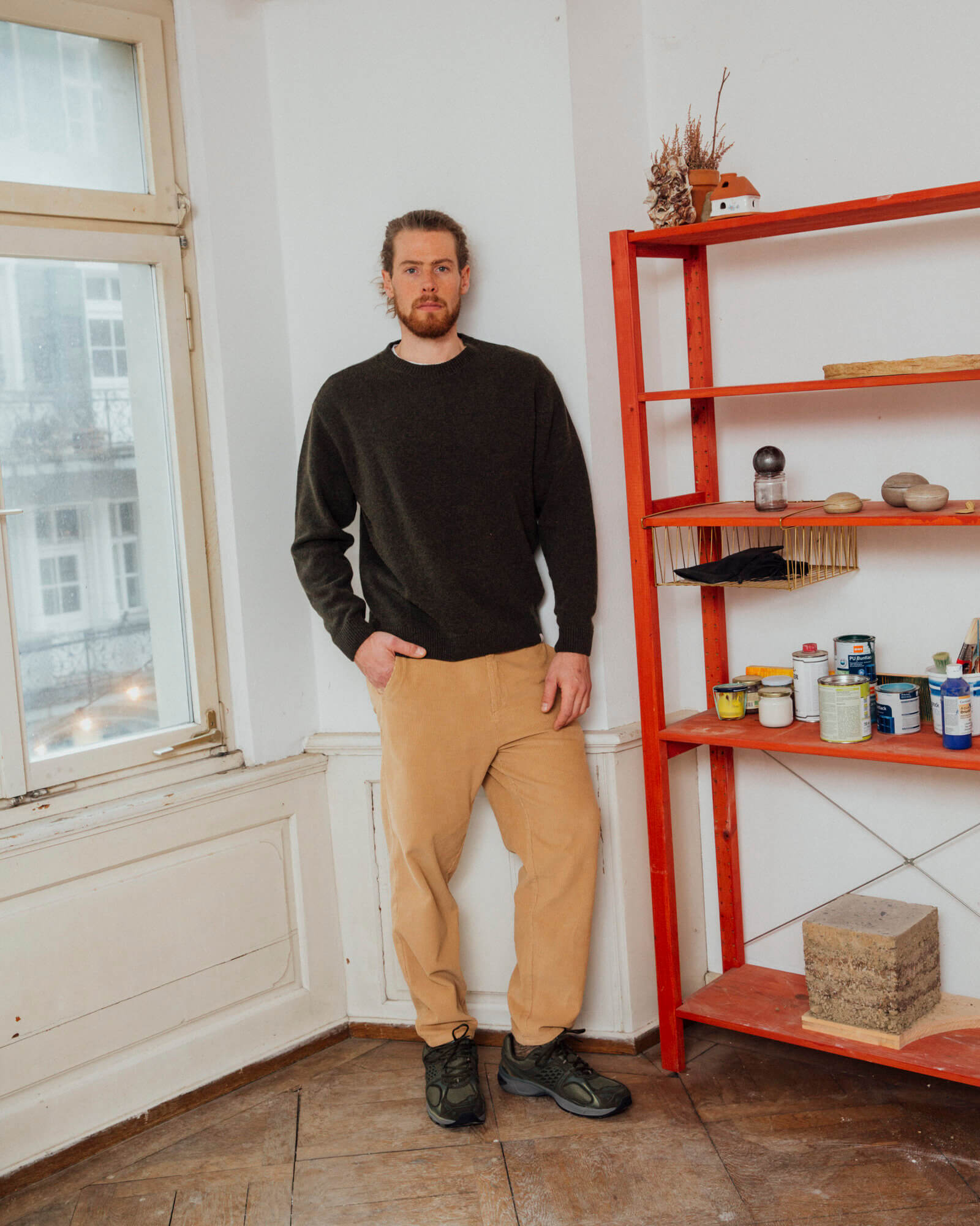 Grüner Strick-Sweater olive aus Bio-Wolle von Matona
